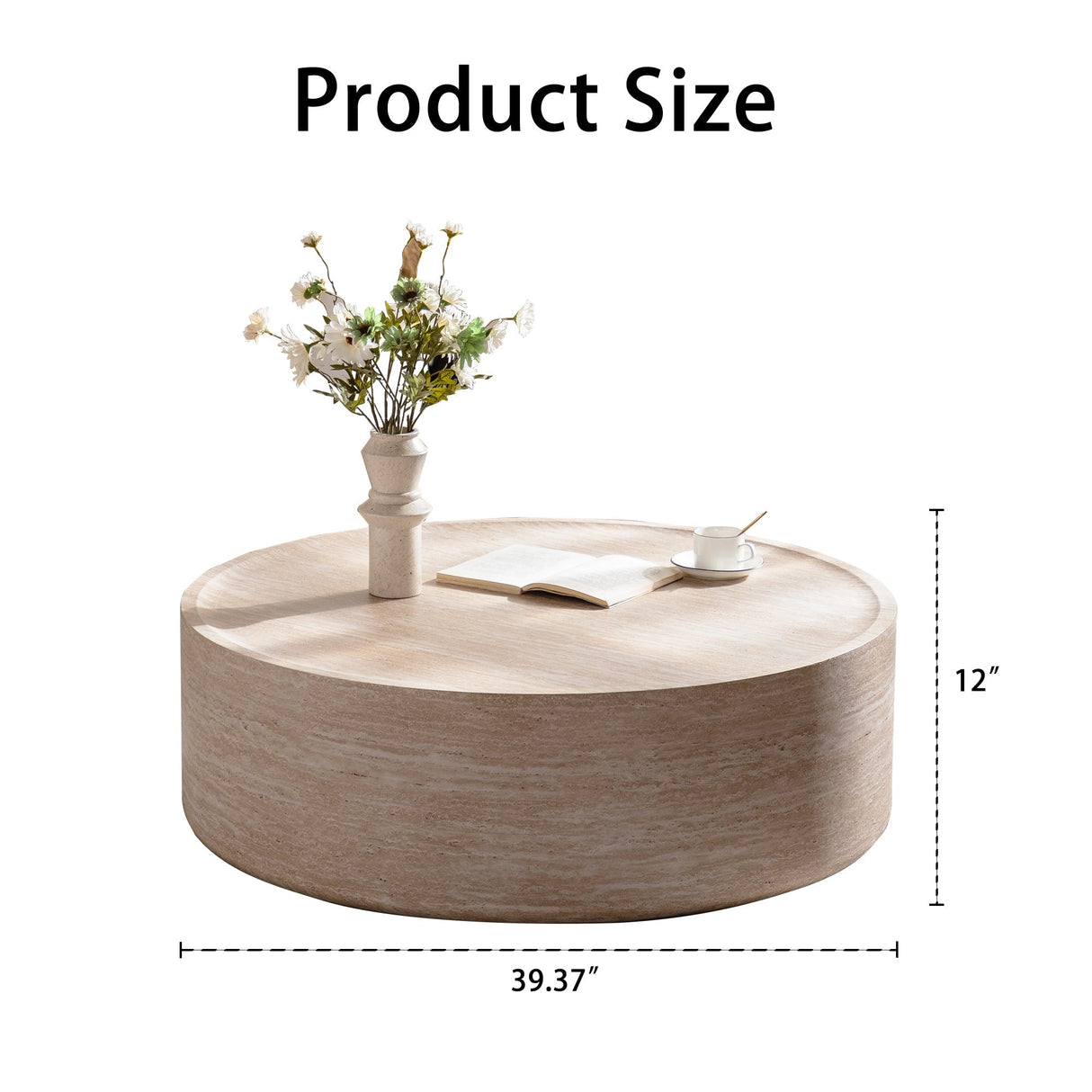 39.37" Round Coffee Table with Mars Pattern