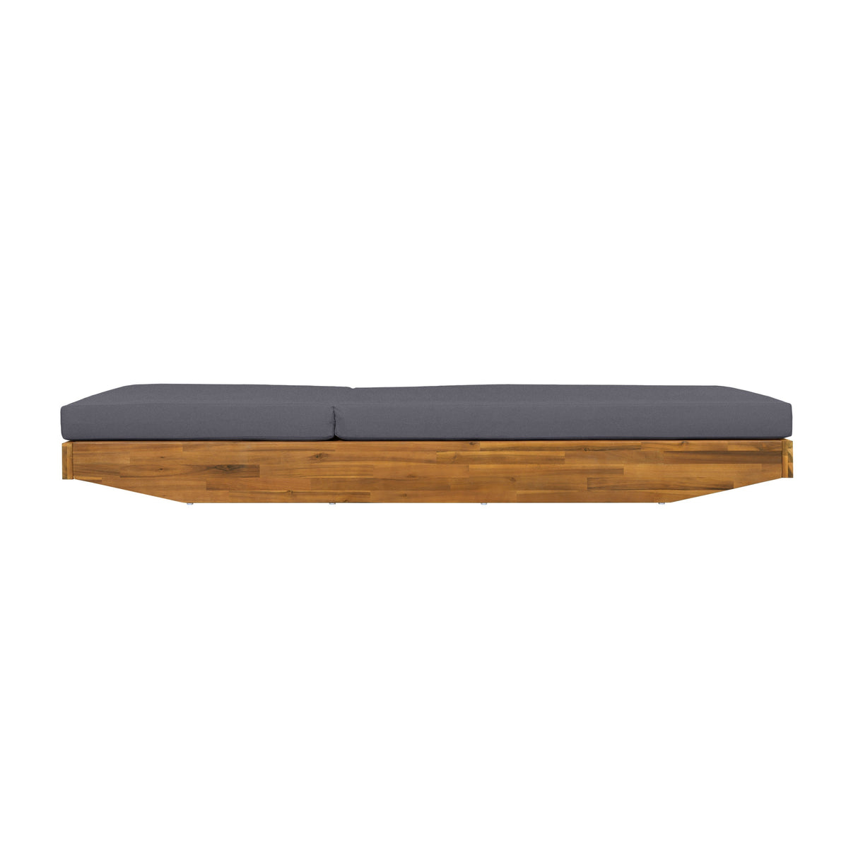 Acacia Wood Chaise Lounge with Cushion - Teak Finish