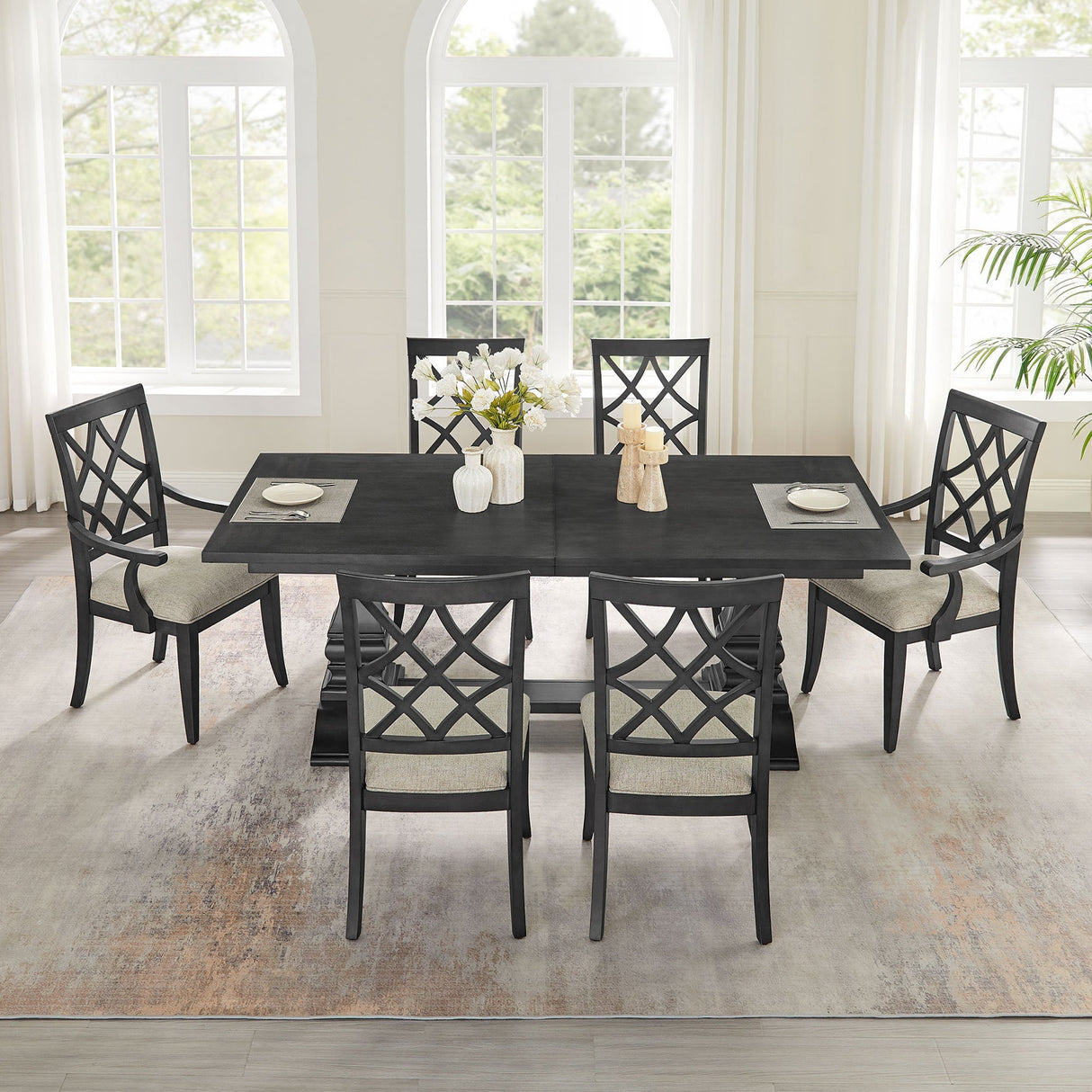 Daniella 7-Piece Modern Extendable Solid Wood Dining Set