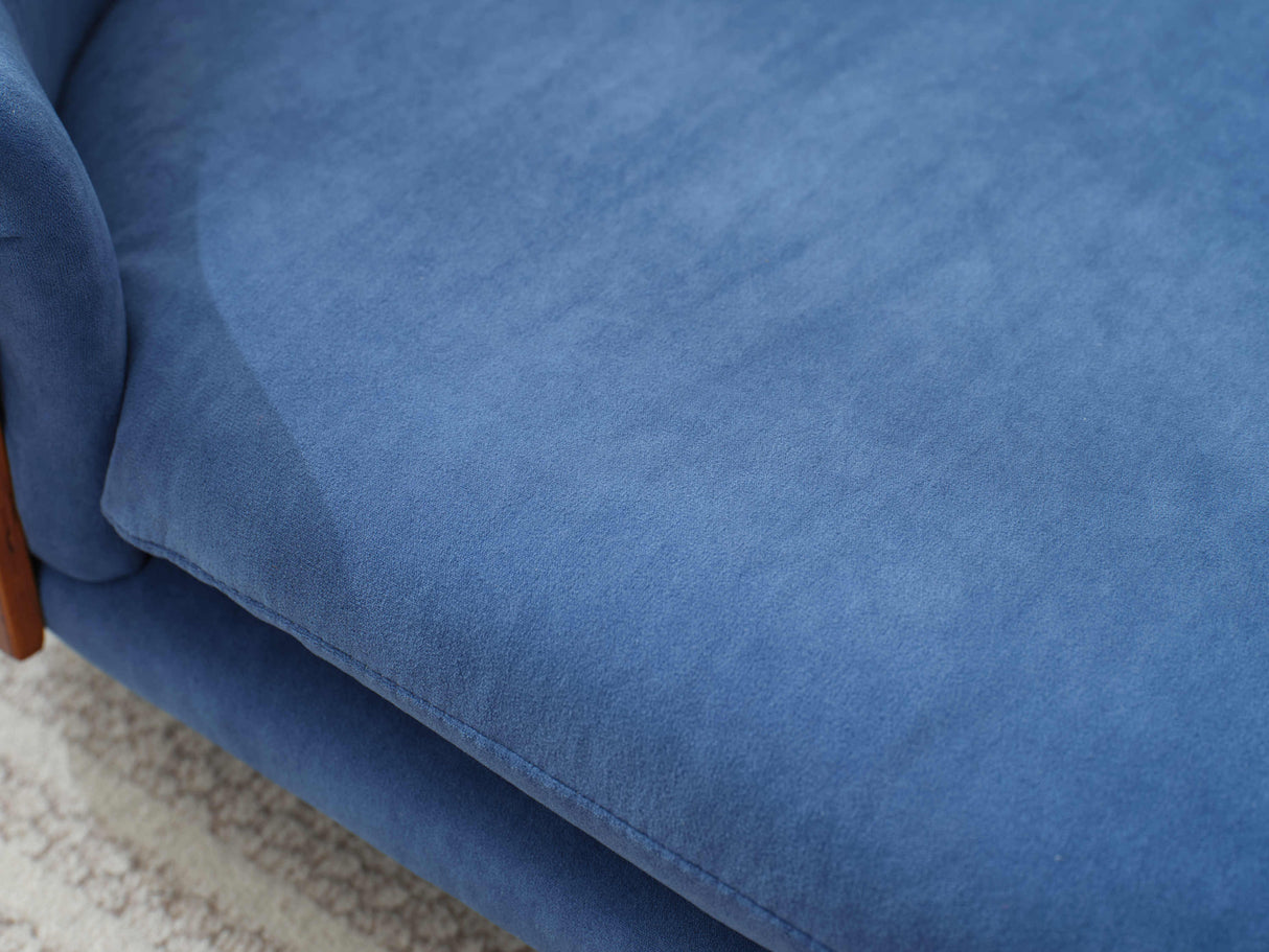 Scandinavian Style Elevated Dog Bed Pet Sofa Dark Blue Velvet Mid Size