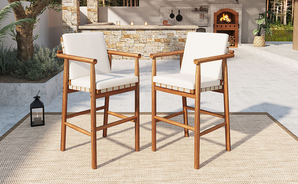 Outdoor Counter Height Bar Stools Set of 2 with Cushions