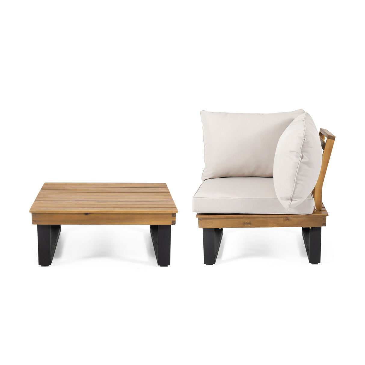 Sebastian Corner Chair and Coffee Table Set - Beige