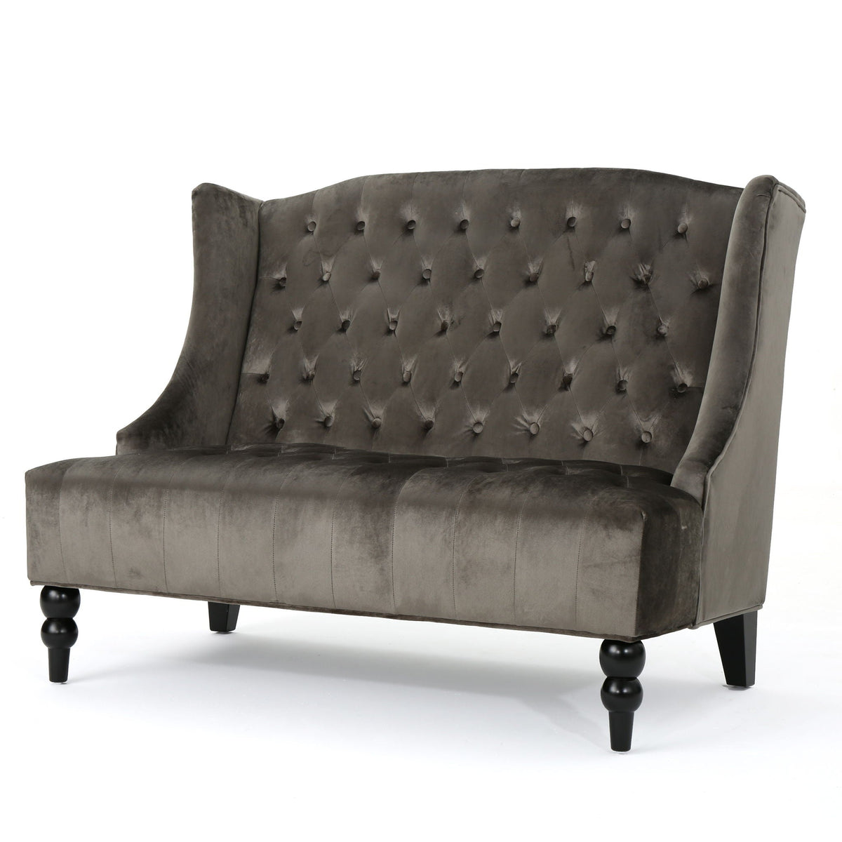 Upholstered Loveseat with Wing Back and Diamond Tufting - Multiple Colors