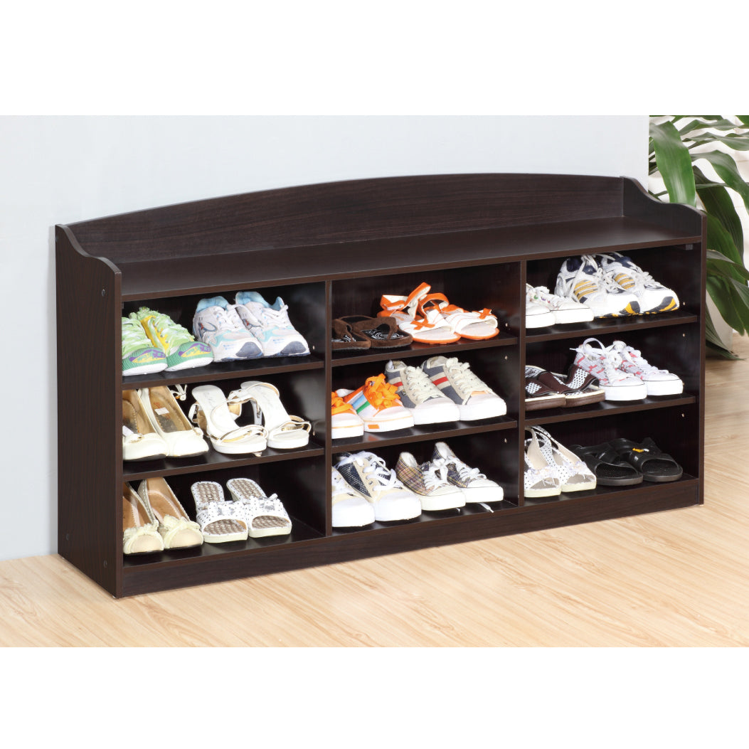 Entryway Shoe Bench Open Shelve Shoe Rack Fits 18 Pairs of Shoes Red Cocoa