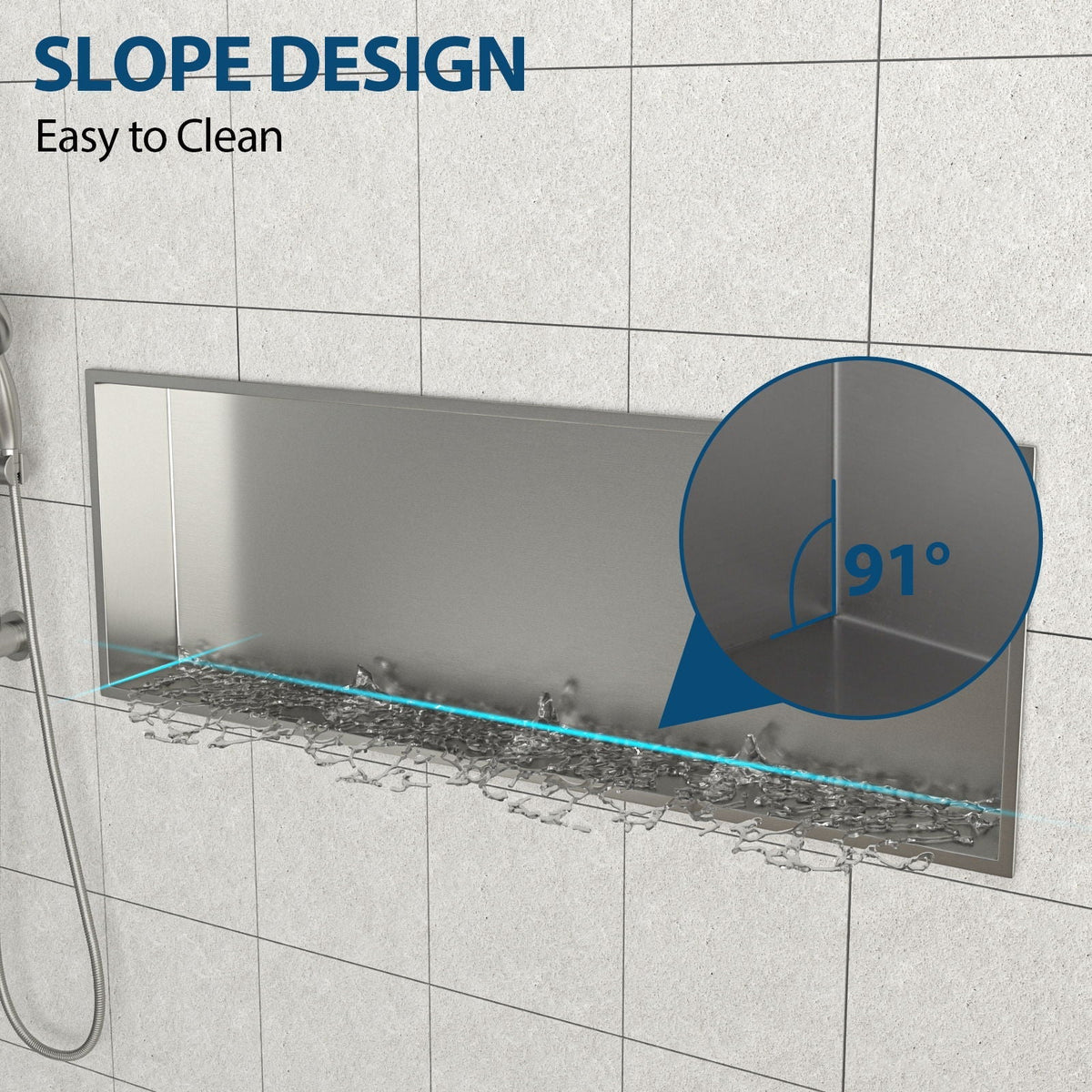 Stainless Steel Shower Niche With Seamless Design For Bathroom Storage