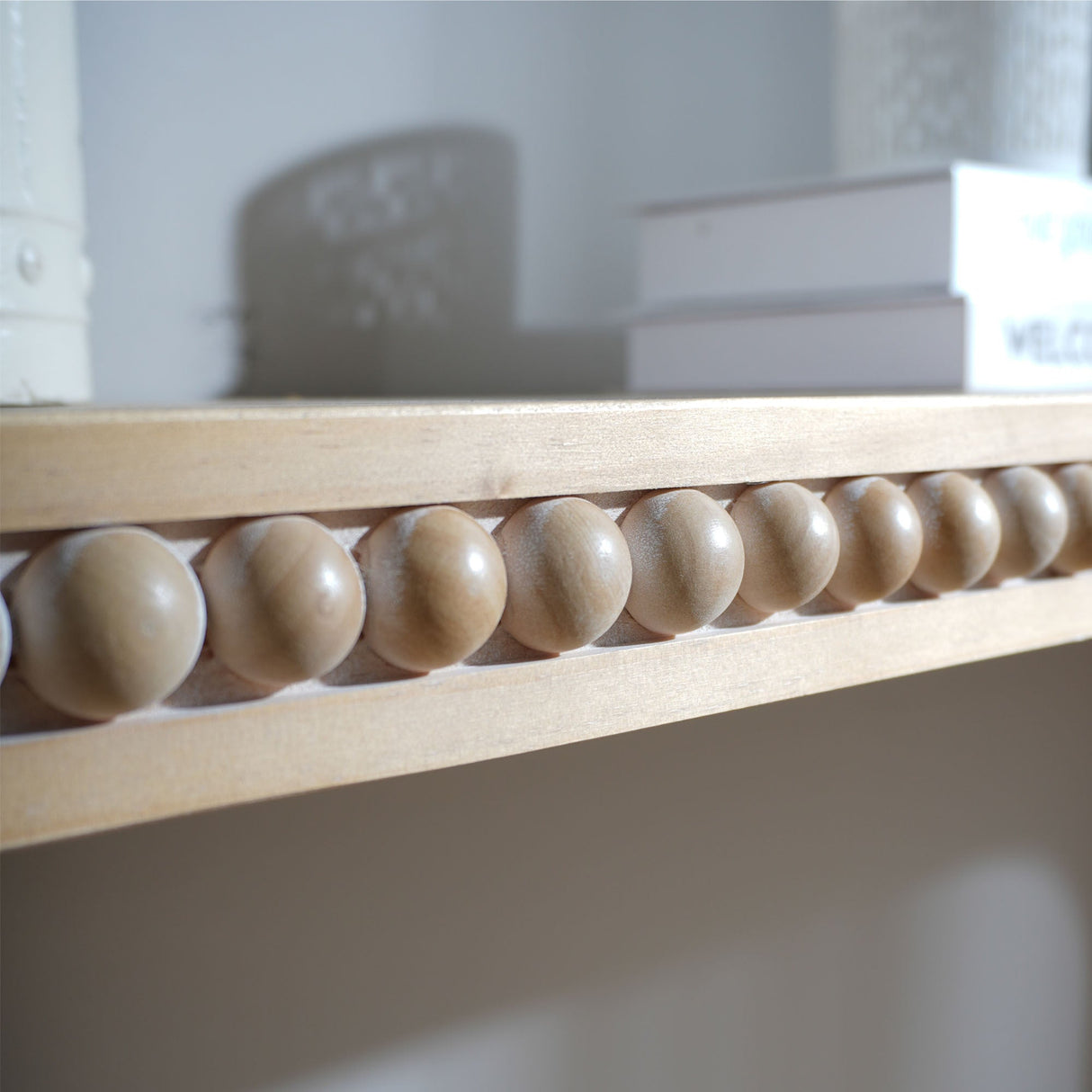 59in Console table with wood beads,curved waterfall-style table