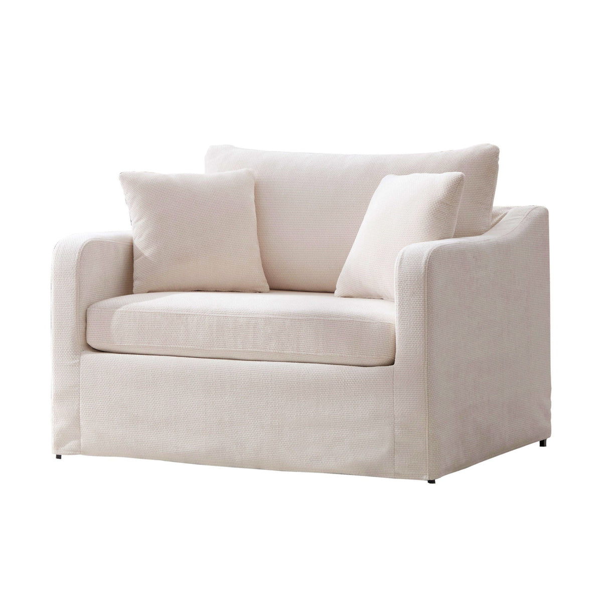 Farmhouse Accent Chair With 2 Bolster Pillows