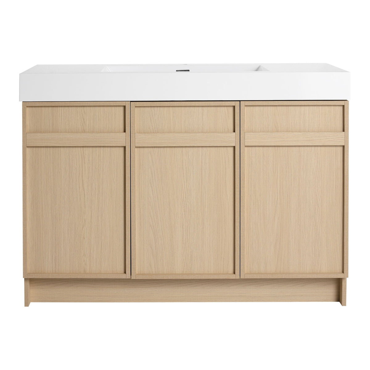 Light Brown Freestanding Bathroom Vanity with Resin Sink & Soft Close Cabinet Doors