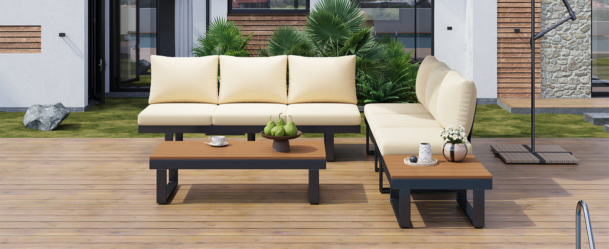 Outdoor Sectional Sofa Set with Adjustable Reclining Seats