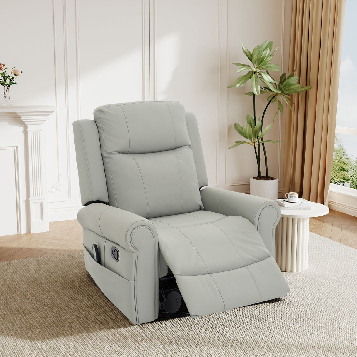 Manual Recliner Chair with 270-Degree Swivel, Massage, Heating, and Dual Reclining Positions