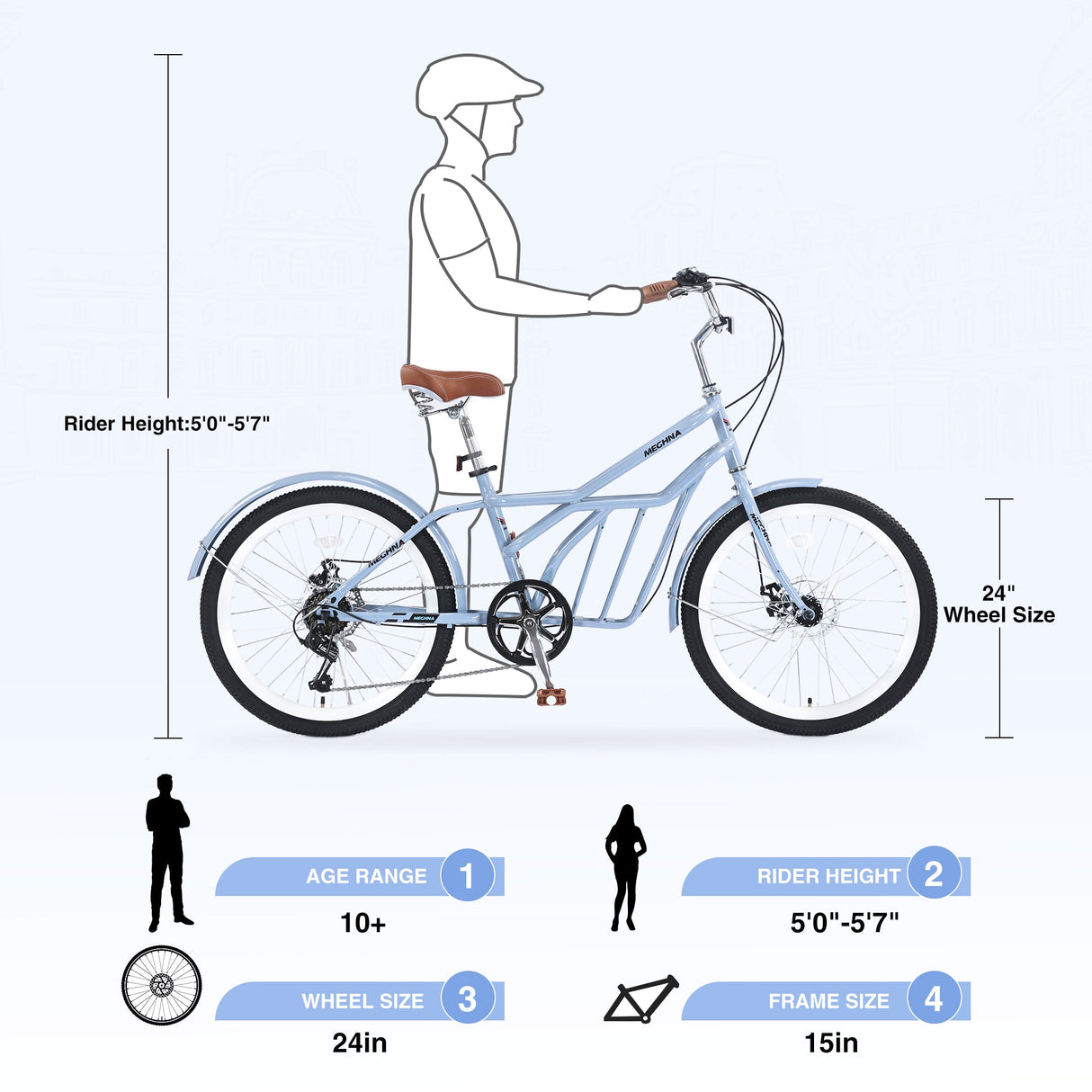 6 Speed Steel Frame 24 Inch Commuter Bike