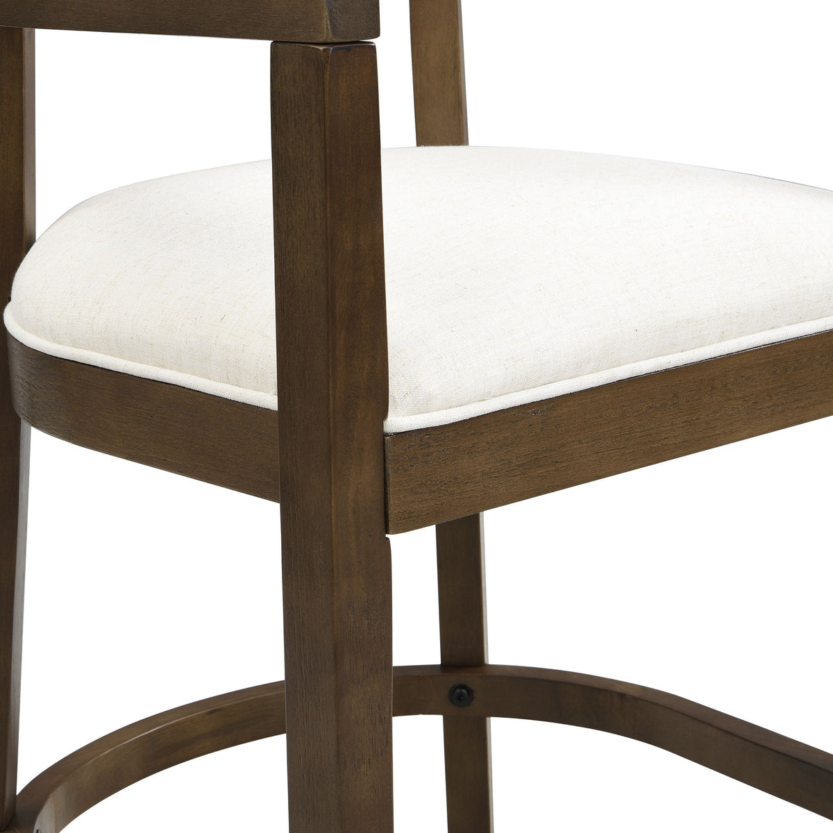 Modern Rubberwood Counter Stool Set With Upholstered Seats