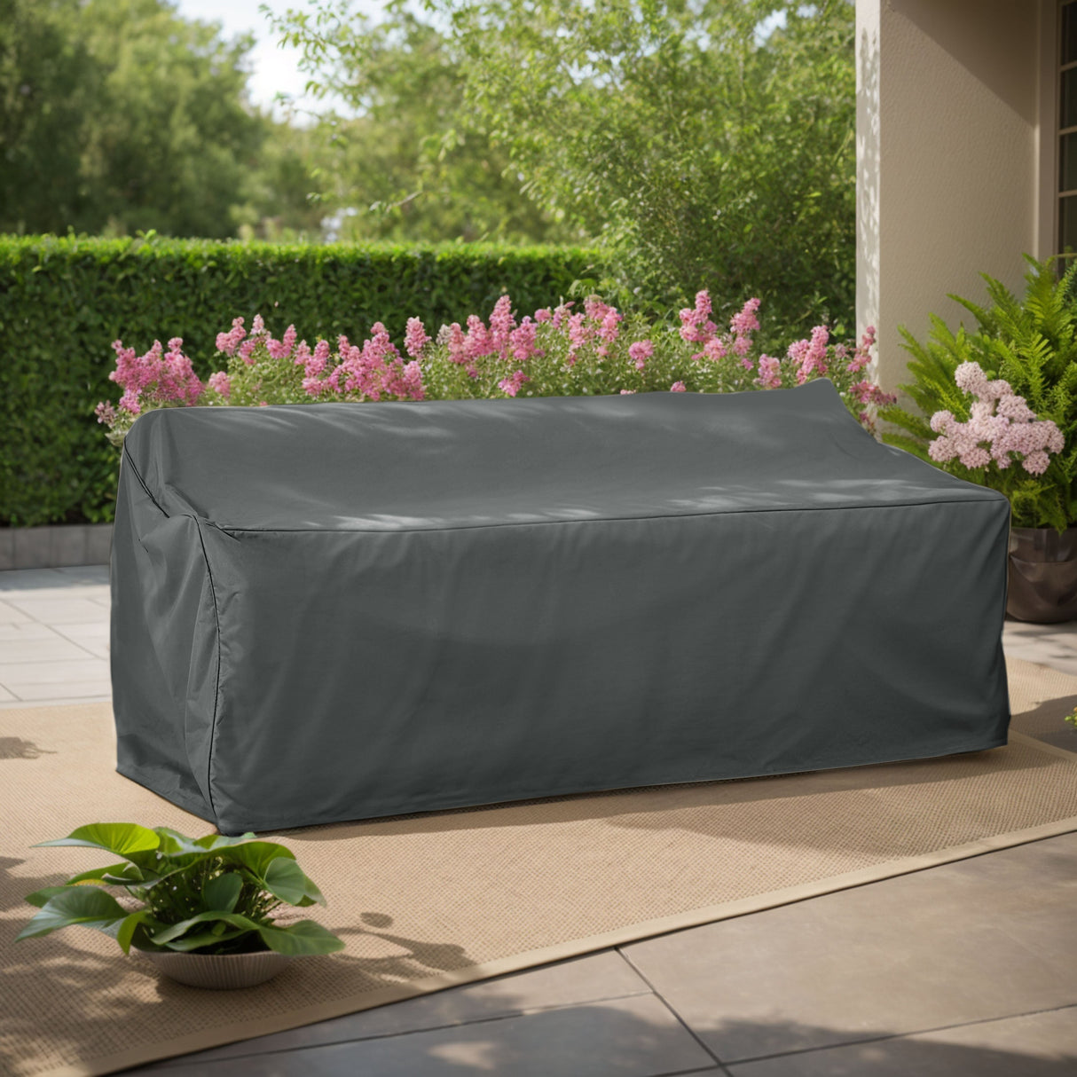 Shield Patio Outdoor 3 Seater Sofa Cover Dark Gray Fabric 88x36x35 Inches
