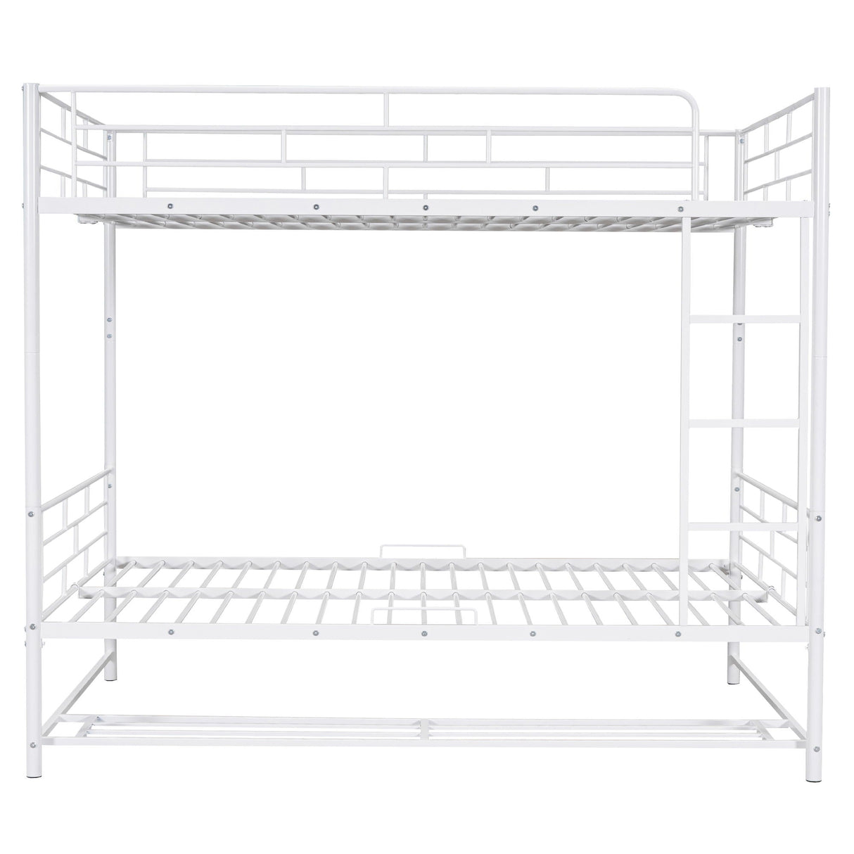 Metal Bunk Bed With Shelf And Guardrails