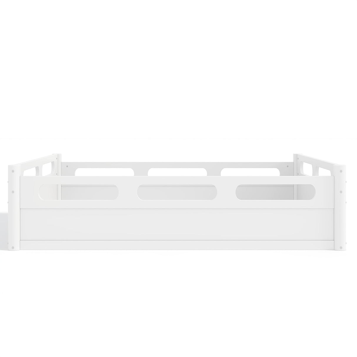 Full Size Floor Platform Bed with Full-length Guardrails