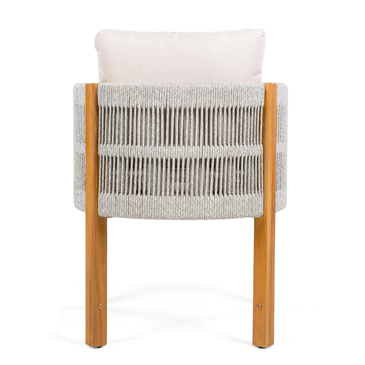 Acacia Wood Outdoor Dining Chairs 2-Pack with Beige Cushions