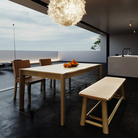 Meridian Extendable Solid Wood & Rattan Dining Set