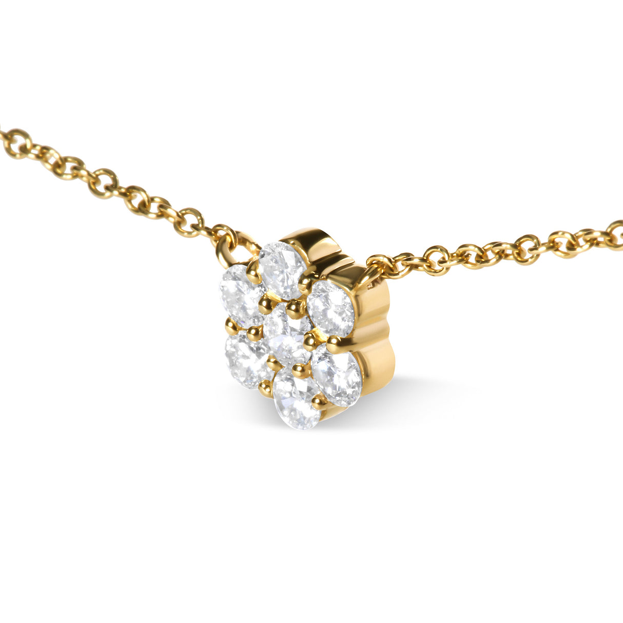 14K Yellow Gold 2.00 Cttw Diamond Cluster 18" Station Necklace (I-J Color, I1-I2 Clarity)
