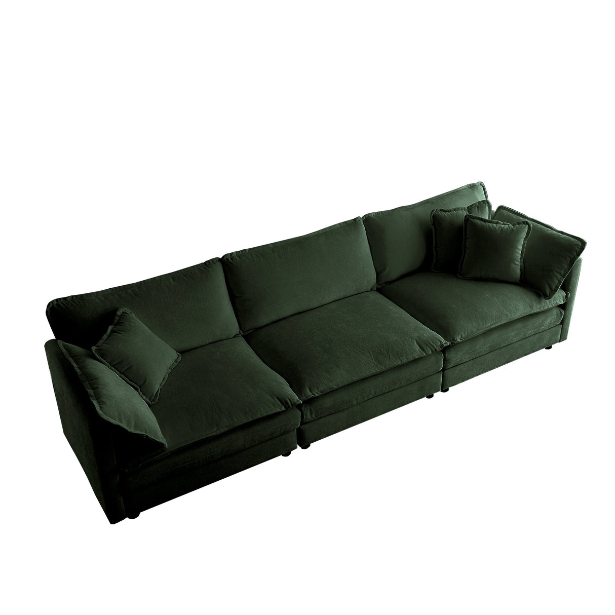 Mid-Century Modern 3-Seater Sofa with Green Chenille Upholstery