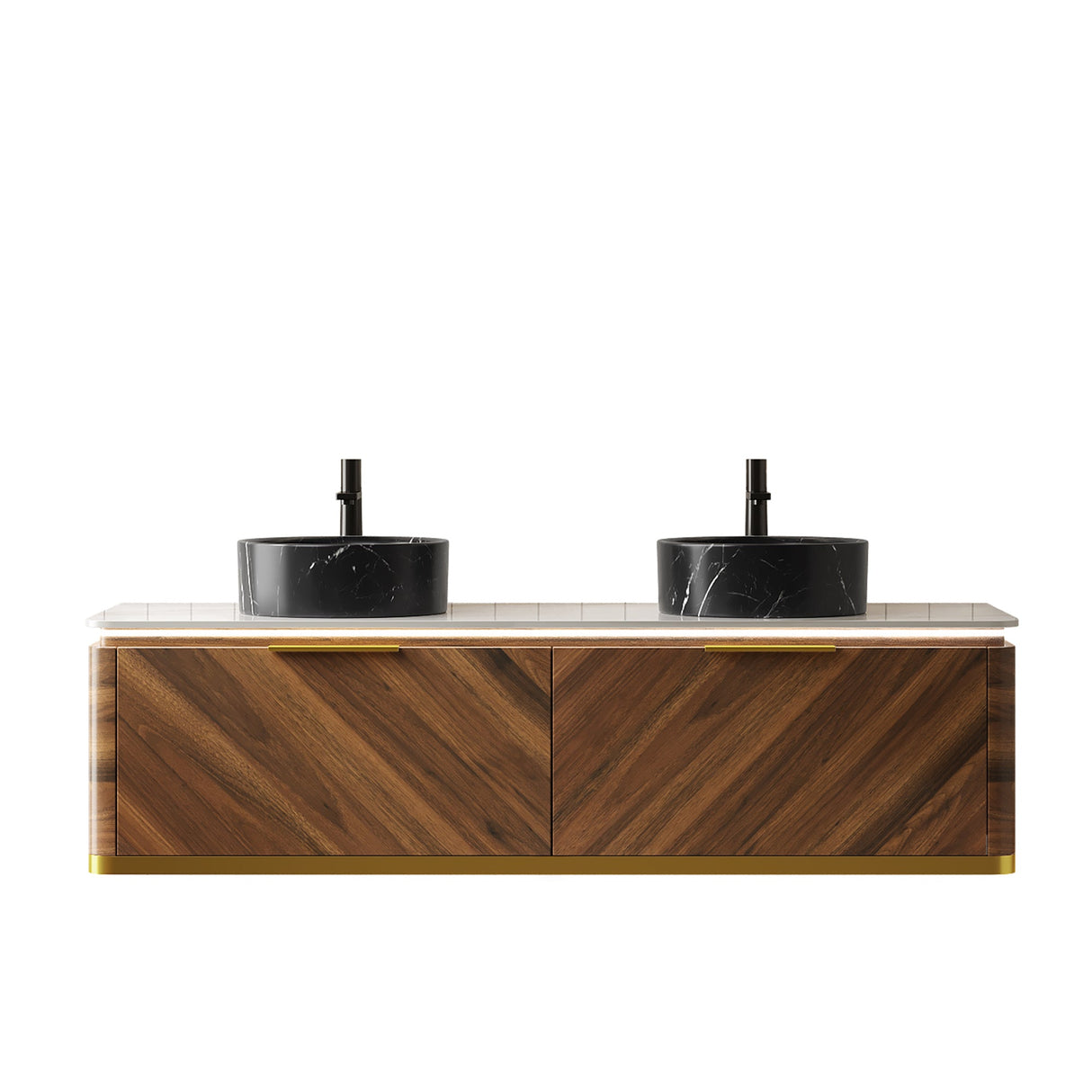 DIPA 60" Bathroom Vanity & Sinks, Floating Plywood Storage Cabinet