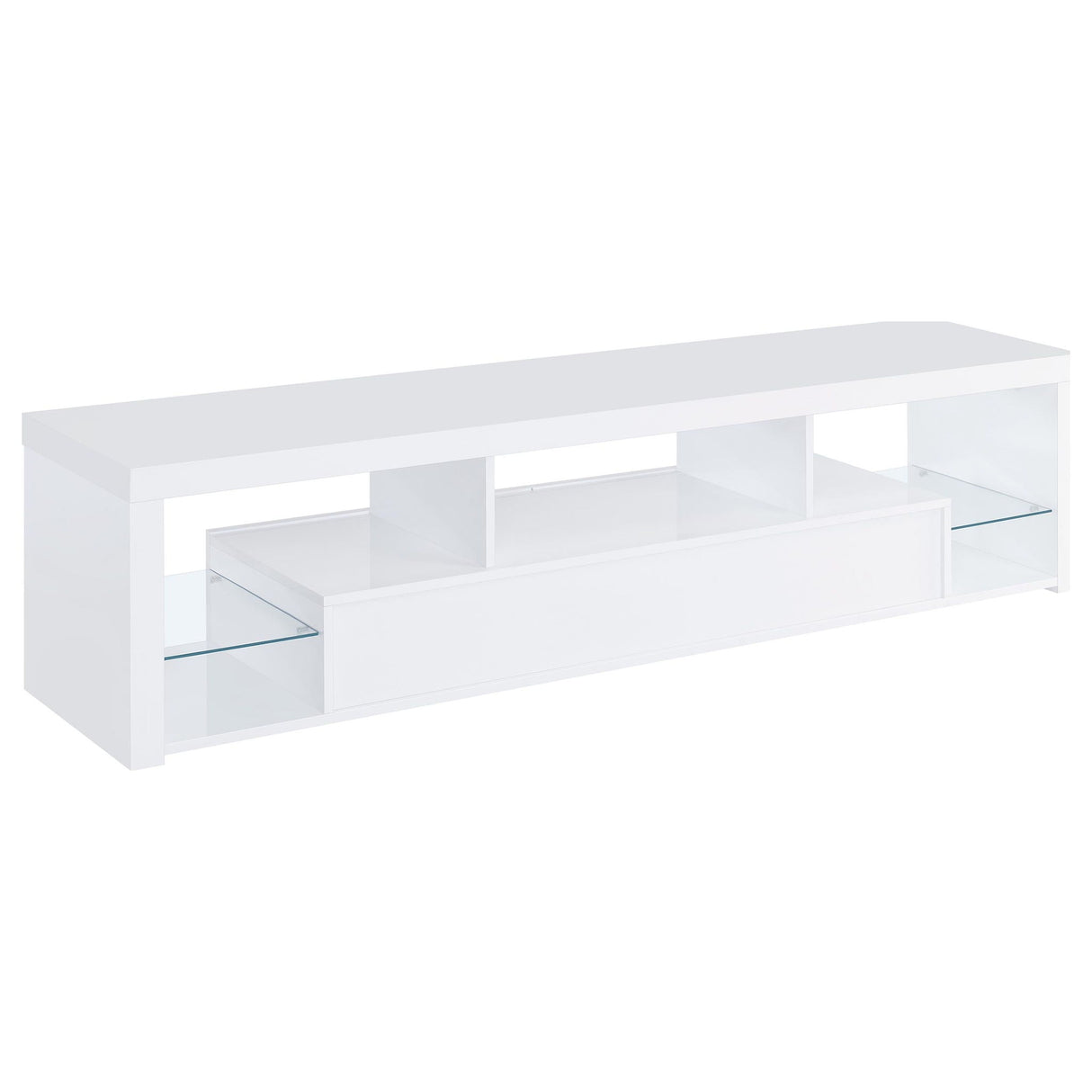 Lance - 3 Piece TV Entertainment Center With Shelves - Gloss White