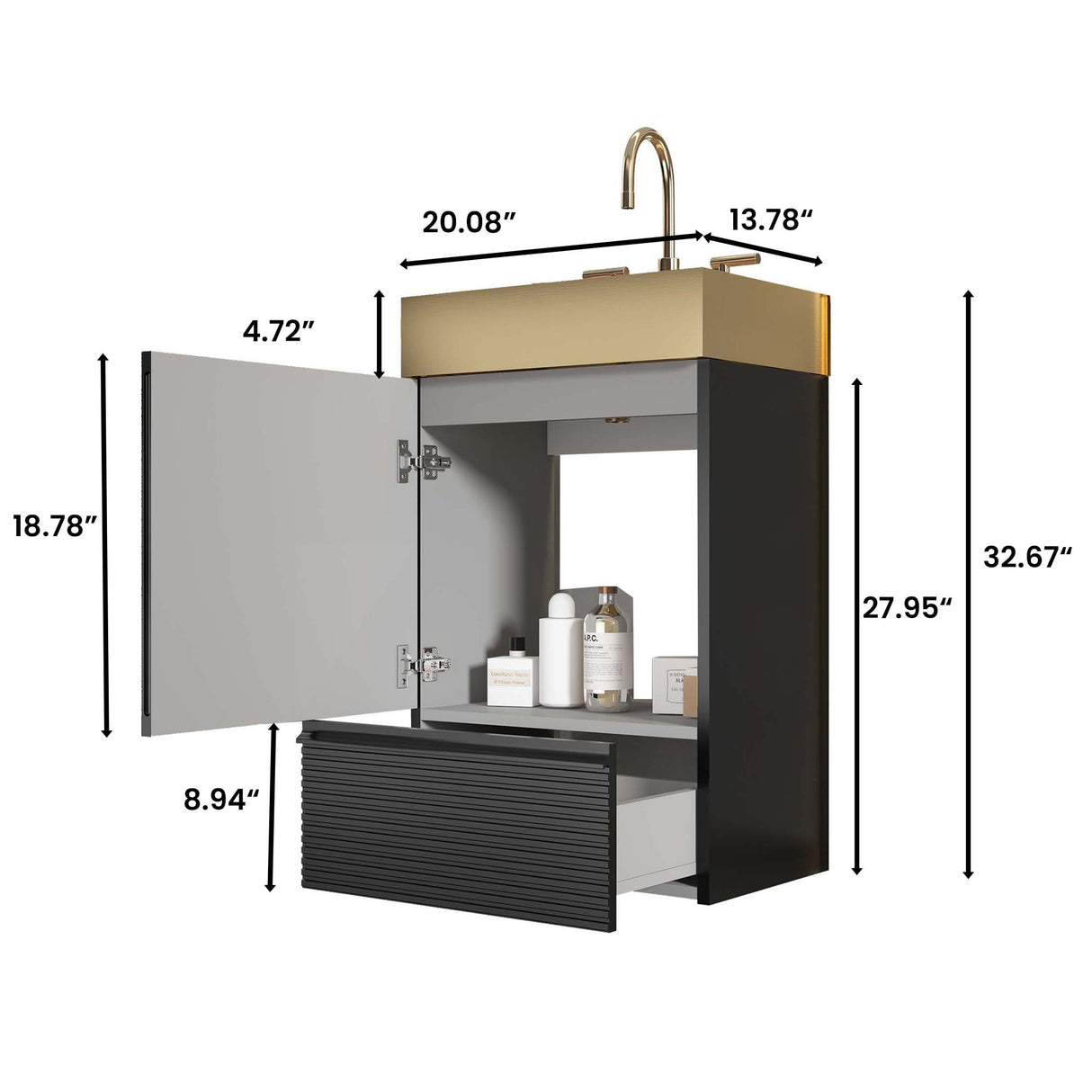 Gada 20" Striped Matt Bathroom Vanity
