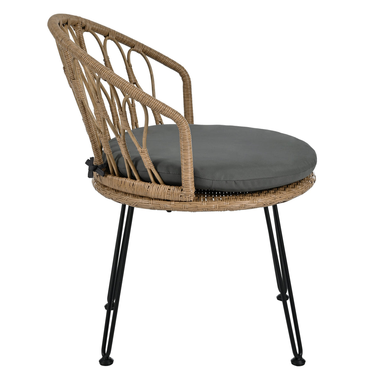 Outdoor Leisure Set with 2 Rattan Chairs & Glass Table