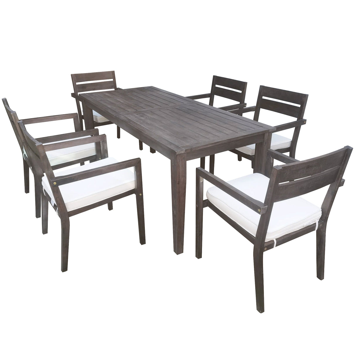 7 Pieces Acacia Wood Outdoor Dining Set with Cushions
