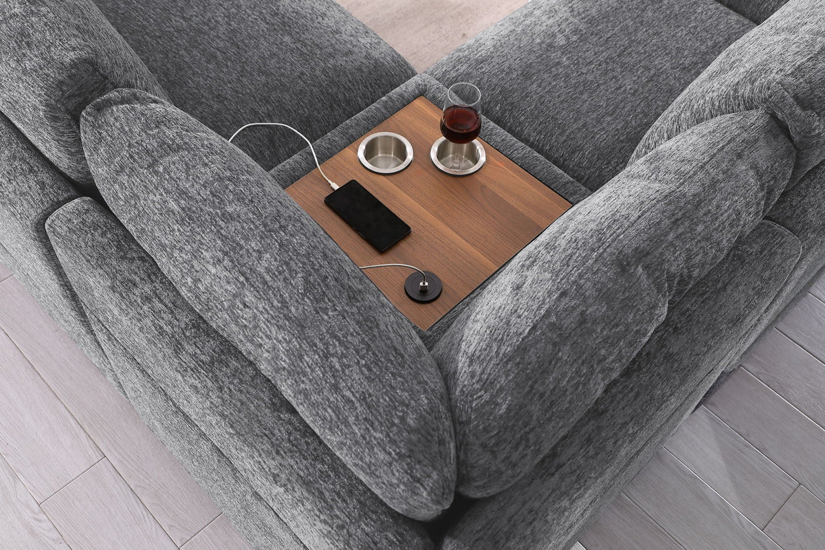 Celine - Fabric Corner Sectional Sofa With Right-Facing Chaise, Cupholders, And Charging Ports
