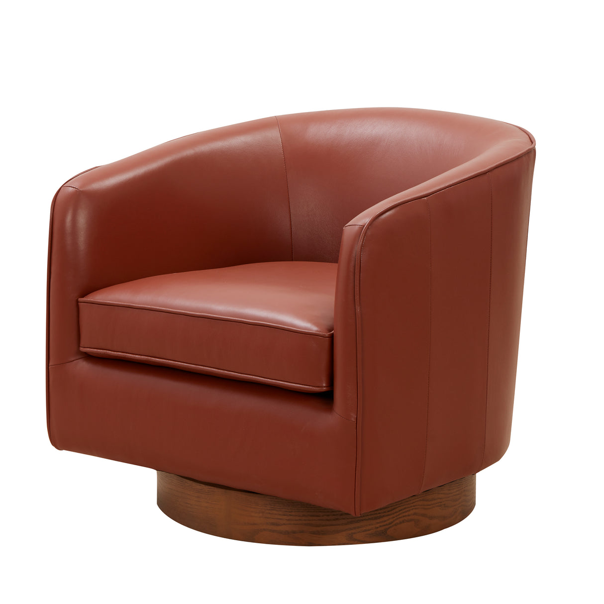 Tessa Caramel Top Grain Leather Swivel Chair with Wood Base