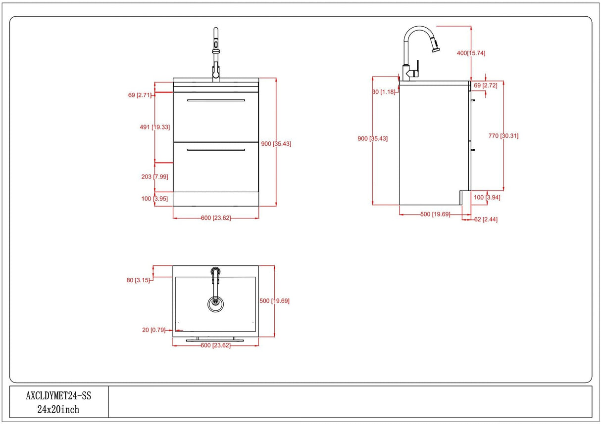 Metro - Laundry Cabinet & Faucet And Stainless Steel Sink