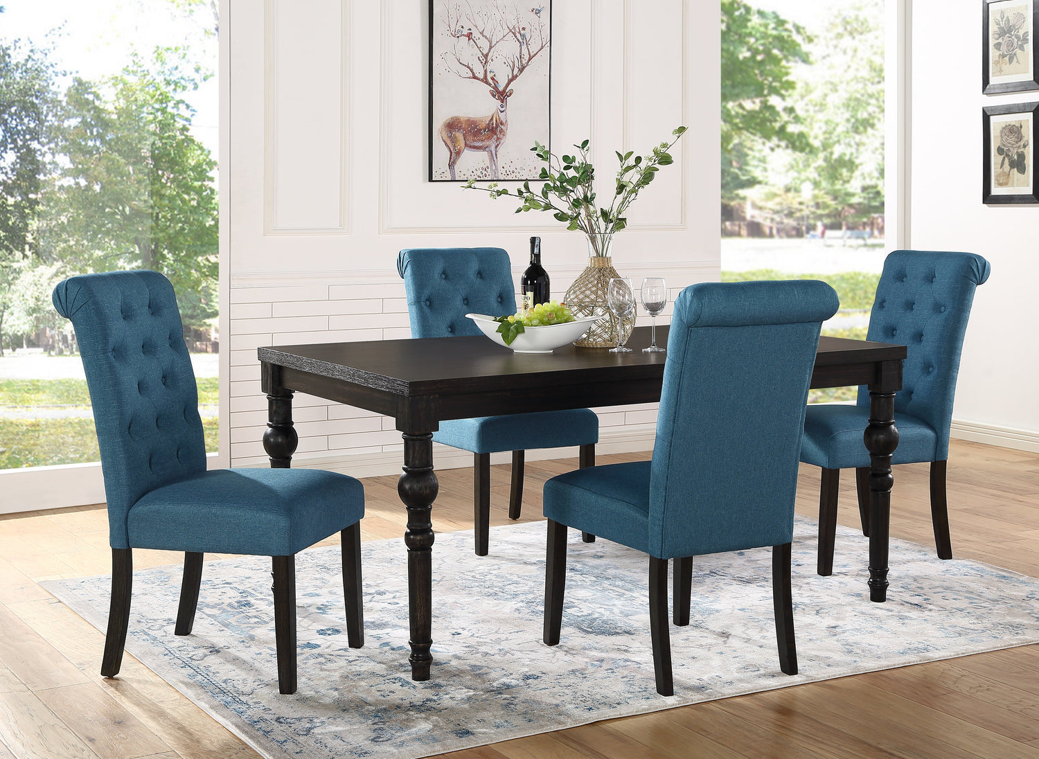 Levi Driftwood-Finished Solid Wood Dining Set