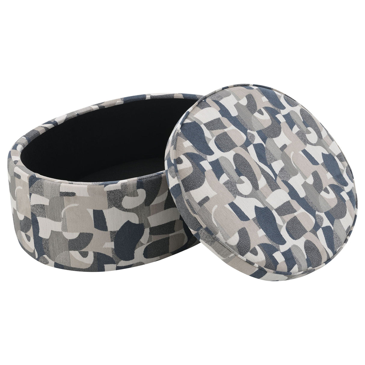 St. Helena - Oval Storage Ottoman With Removable Top - Indigo
