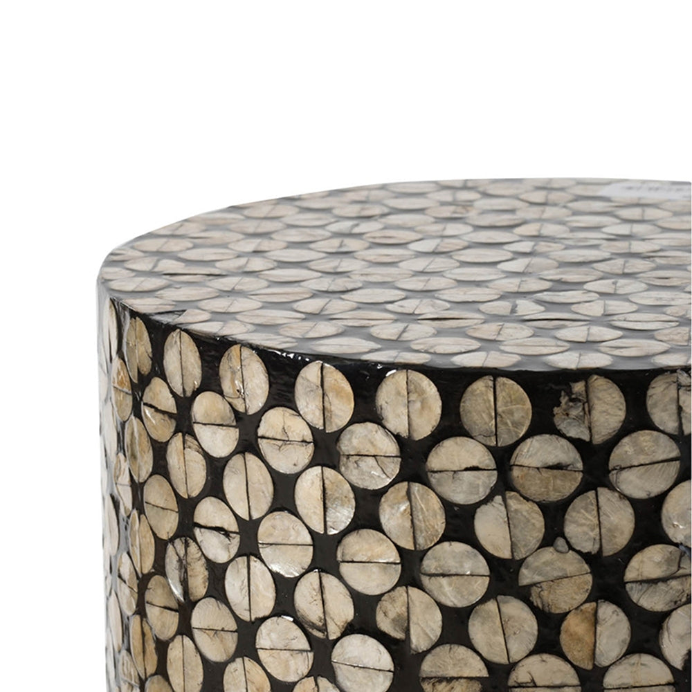 D14x20" Cylindrical Garden Capiz Stool Black/Gold