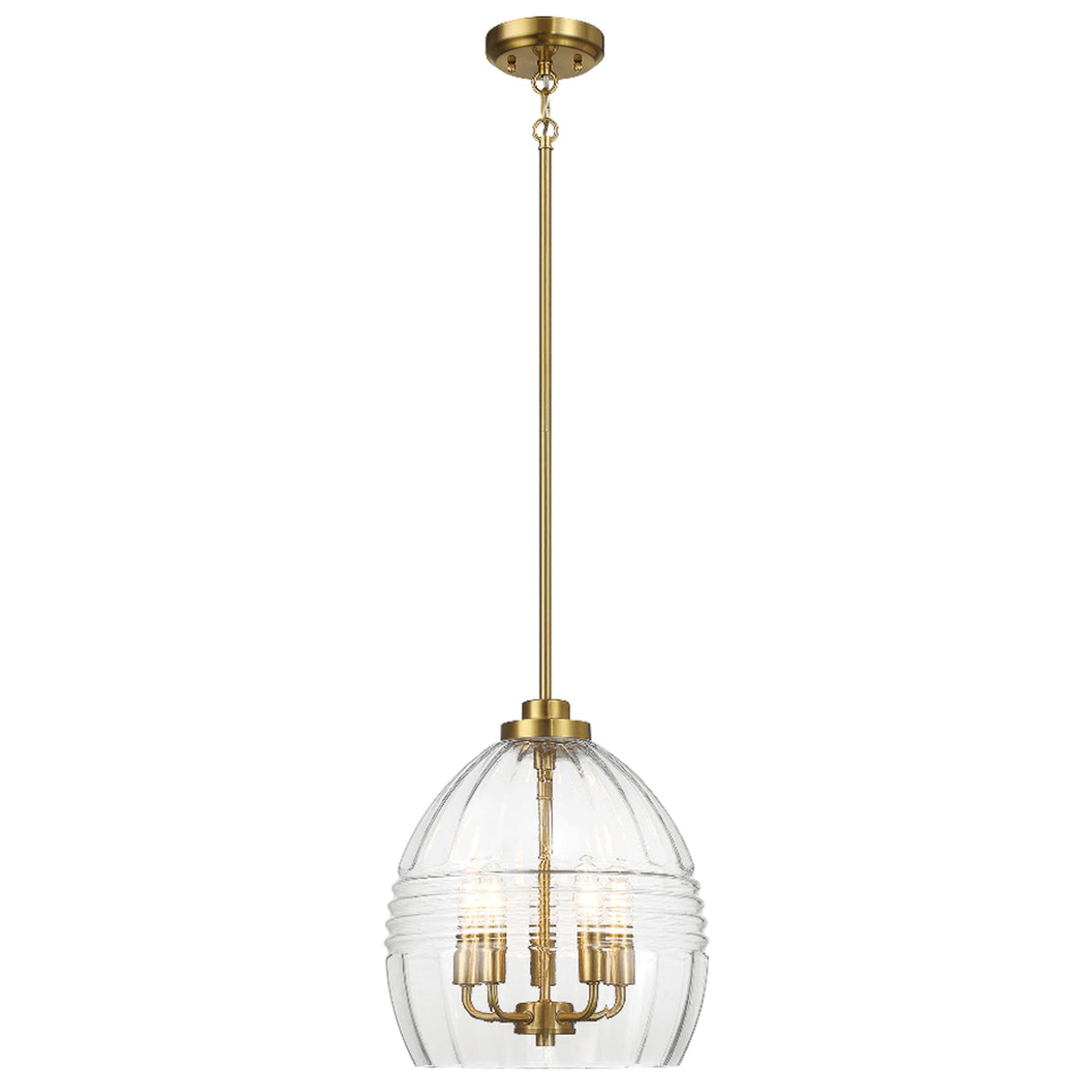 Zen Five Pendant Chain Hanging Light with Clear Glass - Satin