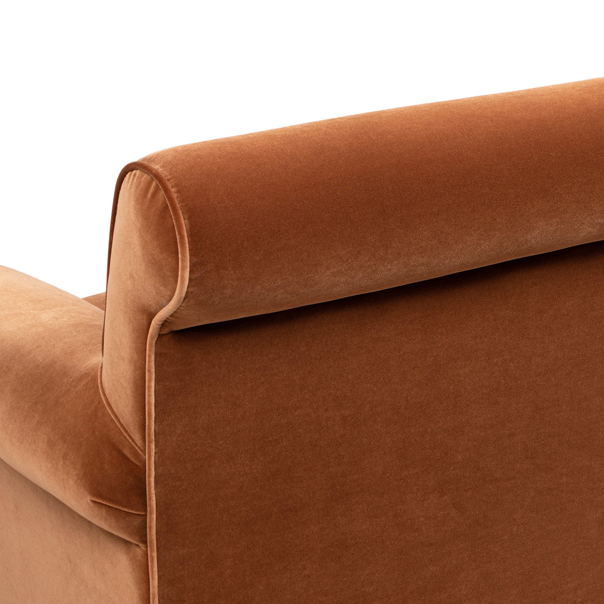 Alana 38' Lawson Accent Arm Chair Metal Casters, Burnt Orange Performance Velvet