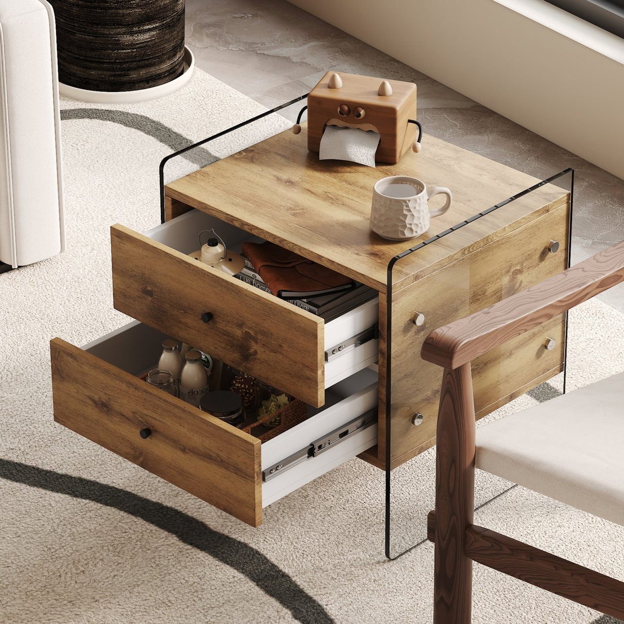 Double-Drawer Bedside Table