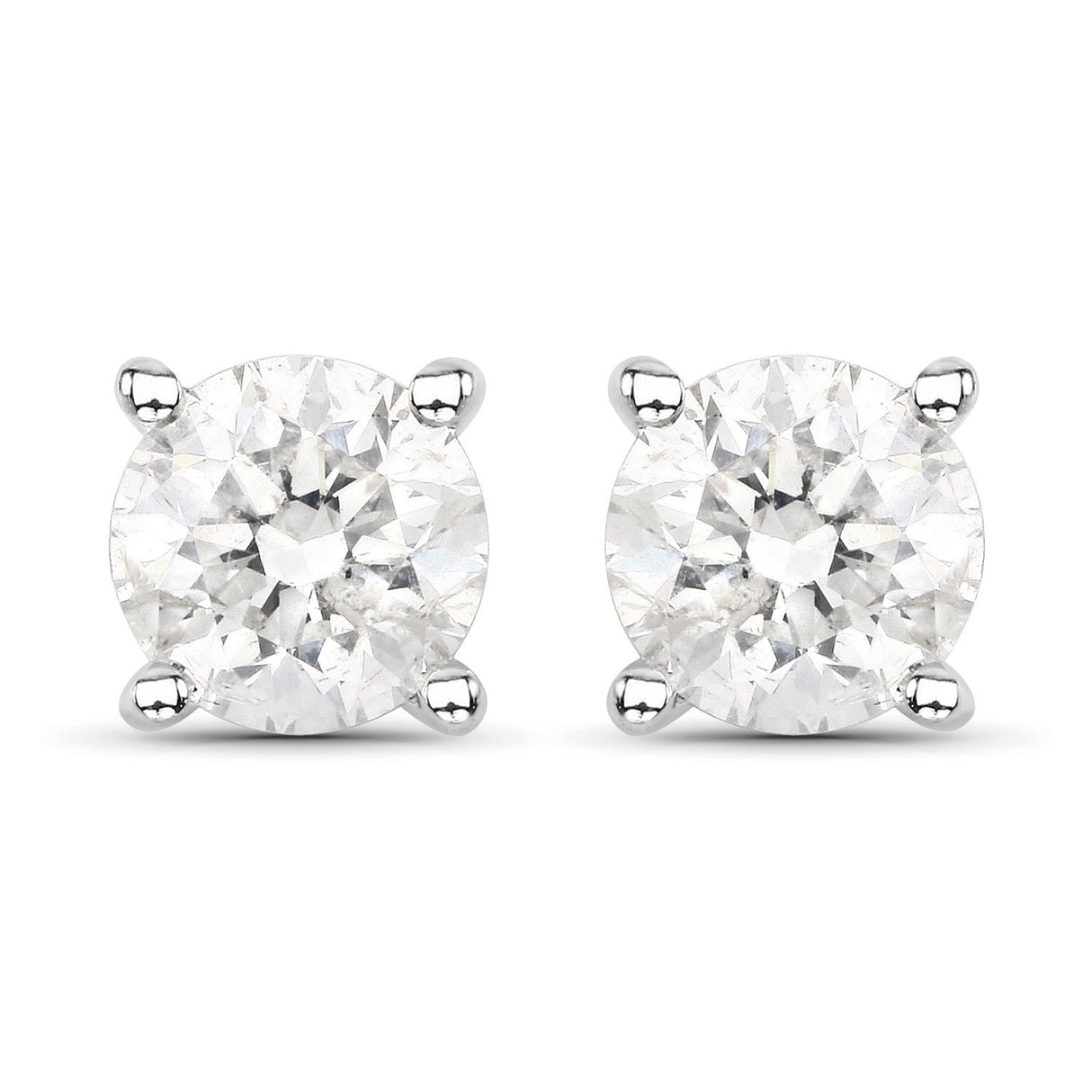 0.80 Carat Genuine White Diamond 14K White Gold Earrings