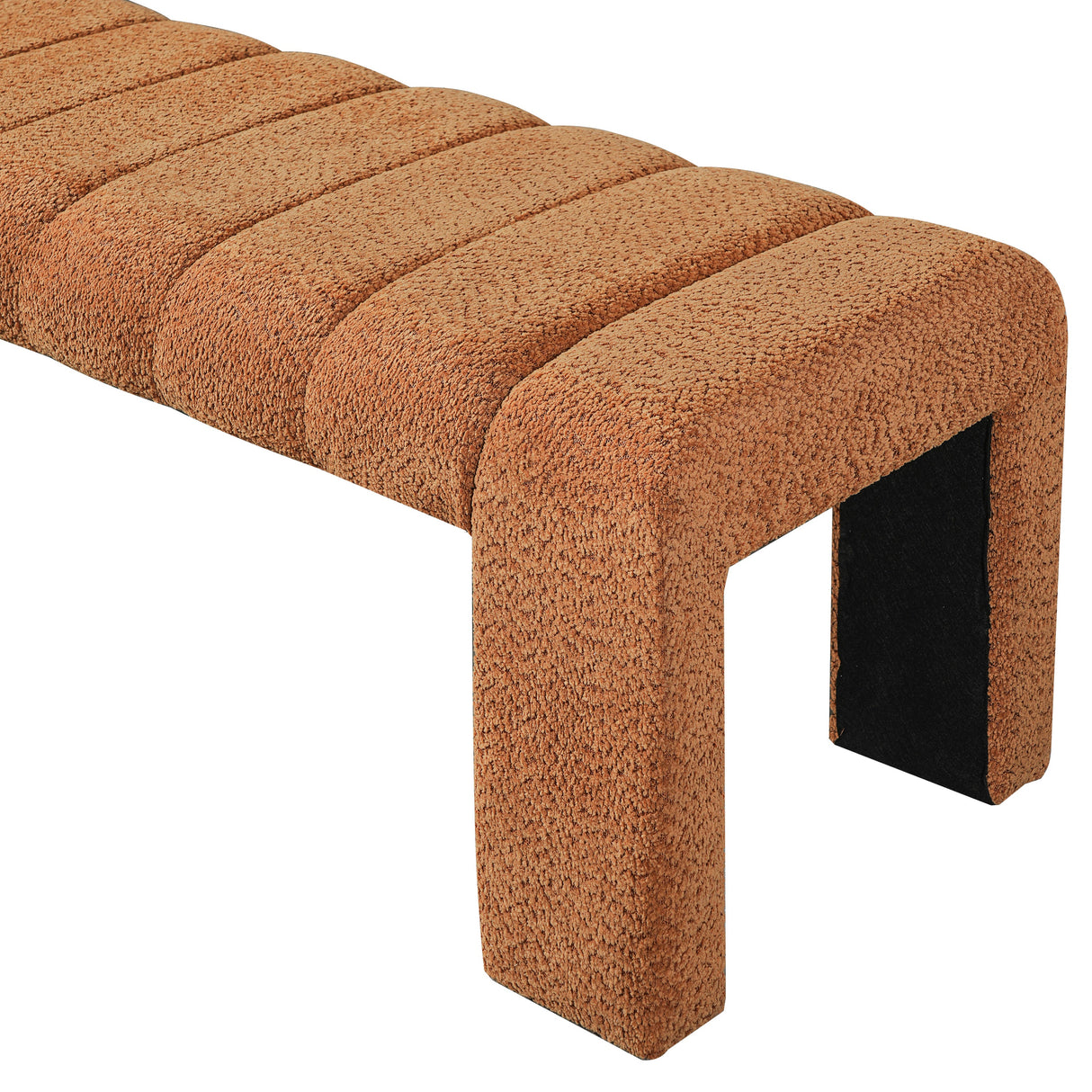 63-Inch Modern Minimalist Multi-Functional Boucle Bench in Orange