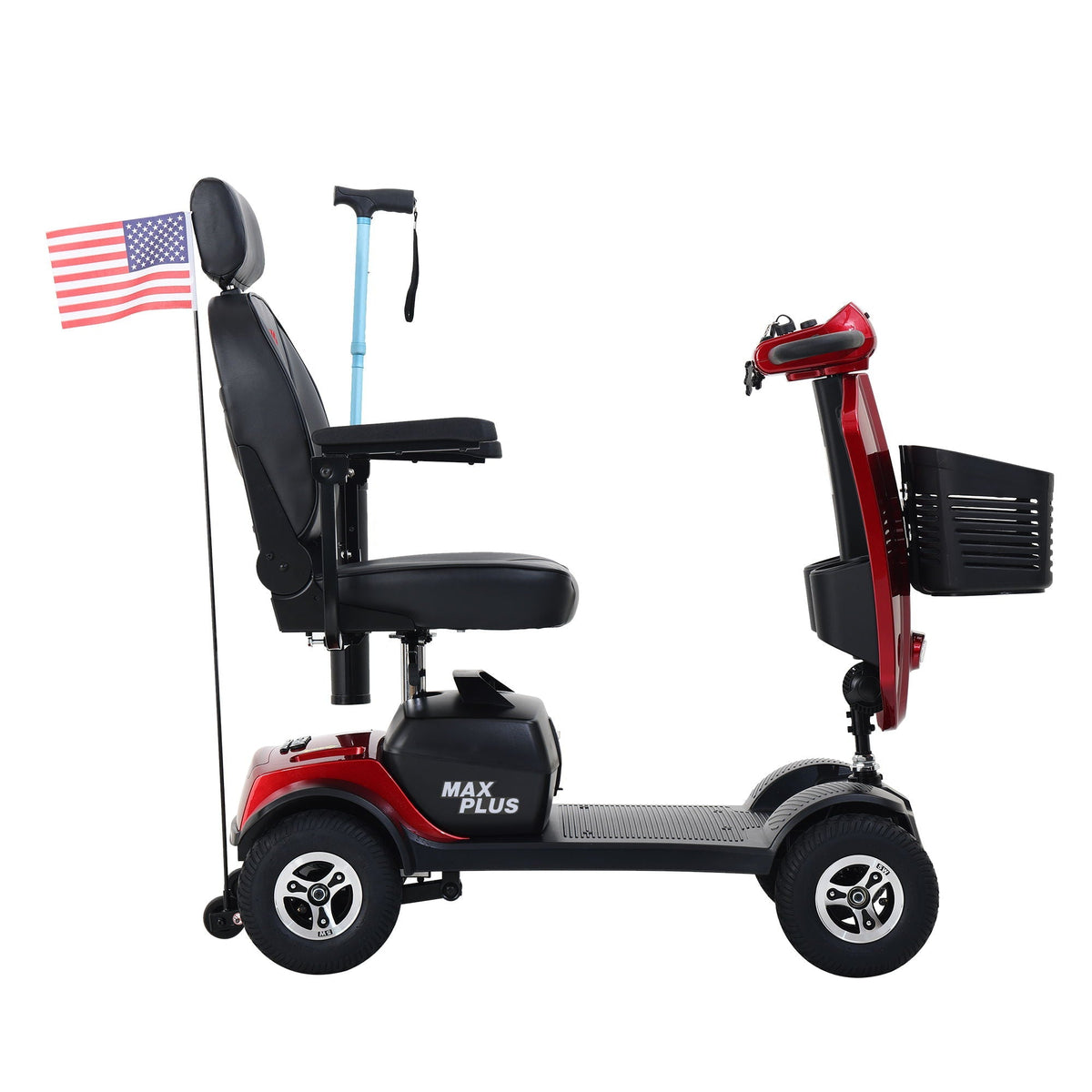 Max Plus - 4 Wheels Outdoor Compact Mobility Scooter With 2 Pieces X 20Ah Lead Acid Battery, 16 Miles, Cup Holders & USB Charger Port