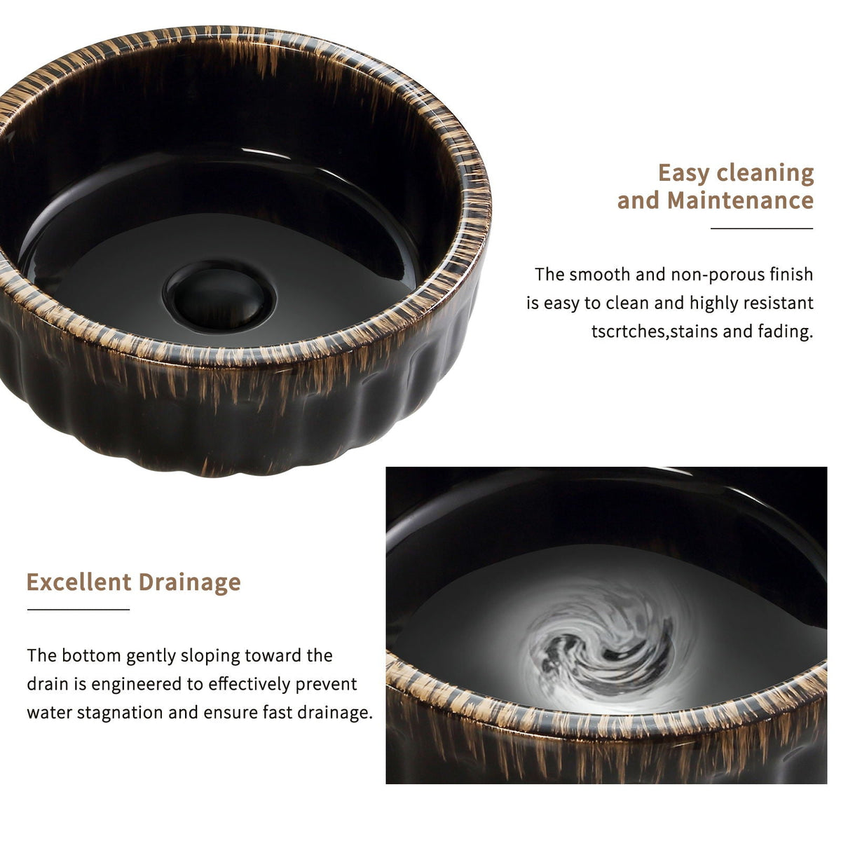 Vessel Sink, Above Counter Small Bowl - Black