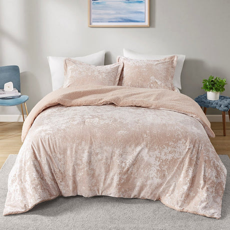 Full/Queen-Crushed-Velvet-Sherpa-Reversible-Comforter-Set-Quilts-&-Comforters