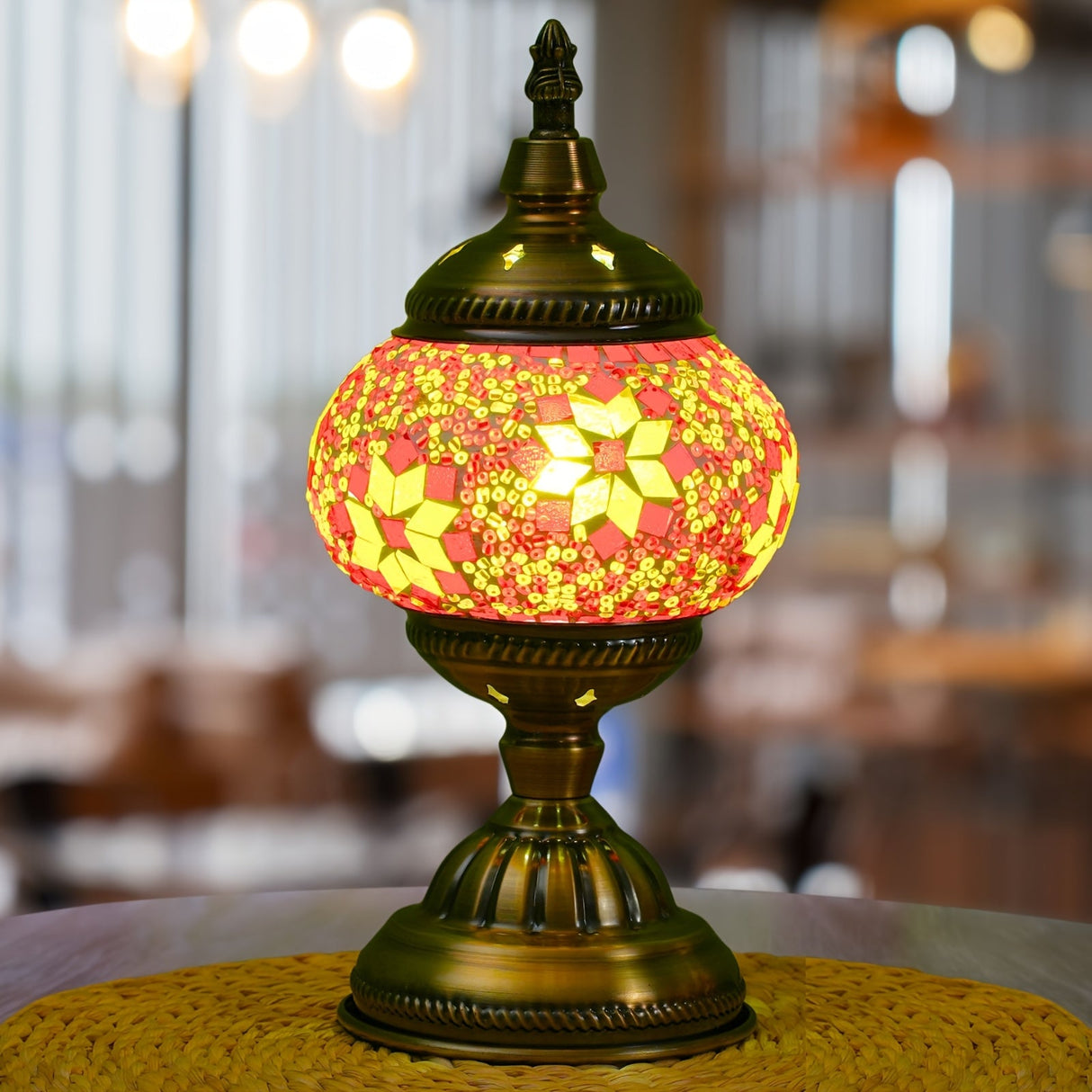 Handmade Turkish Mosaic Lamp – Dimmable Glass Pumpkin Night Light for Bedroom