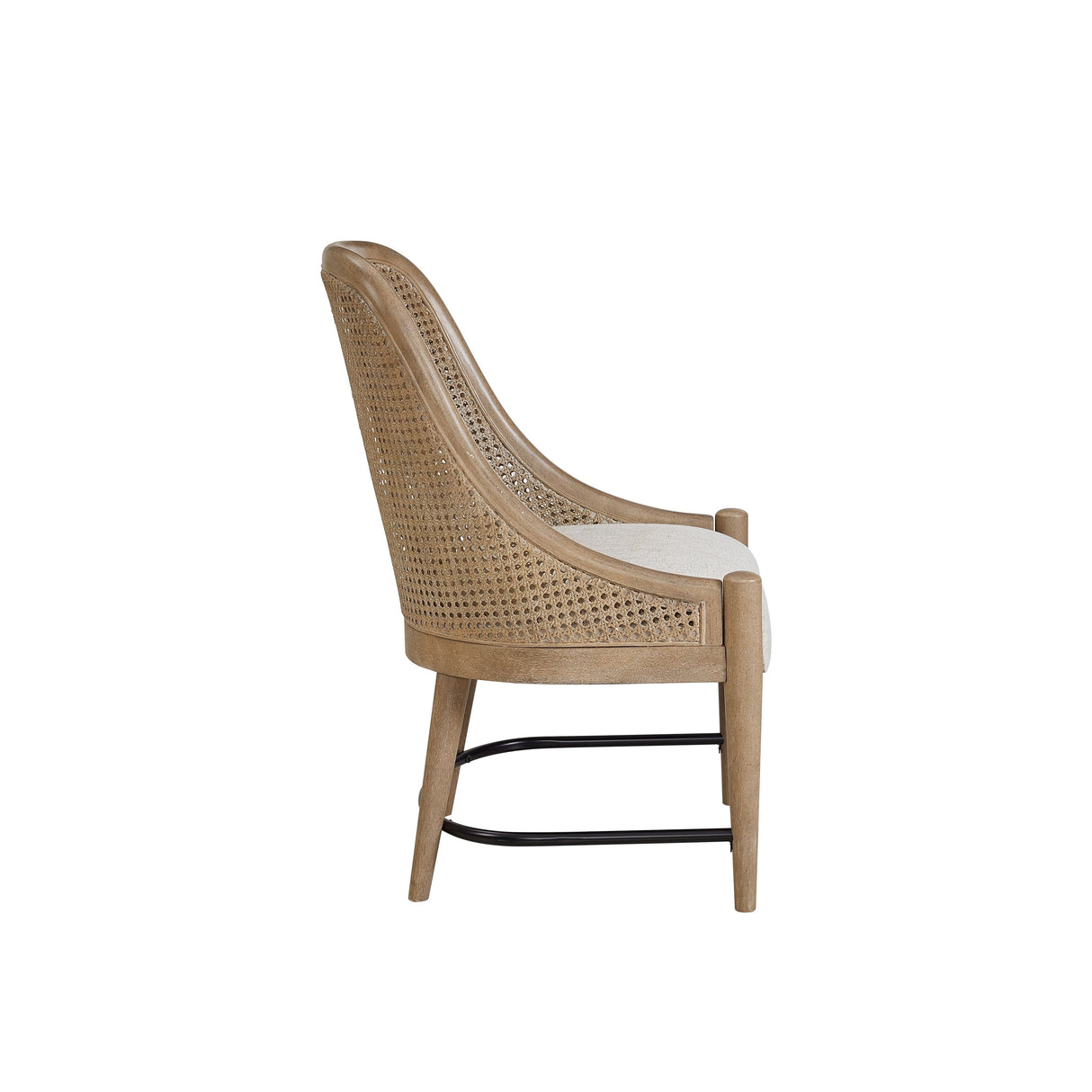 Dining Chair with Cane Back and Upholstered Seat, Set of 2