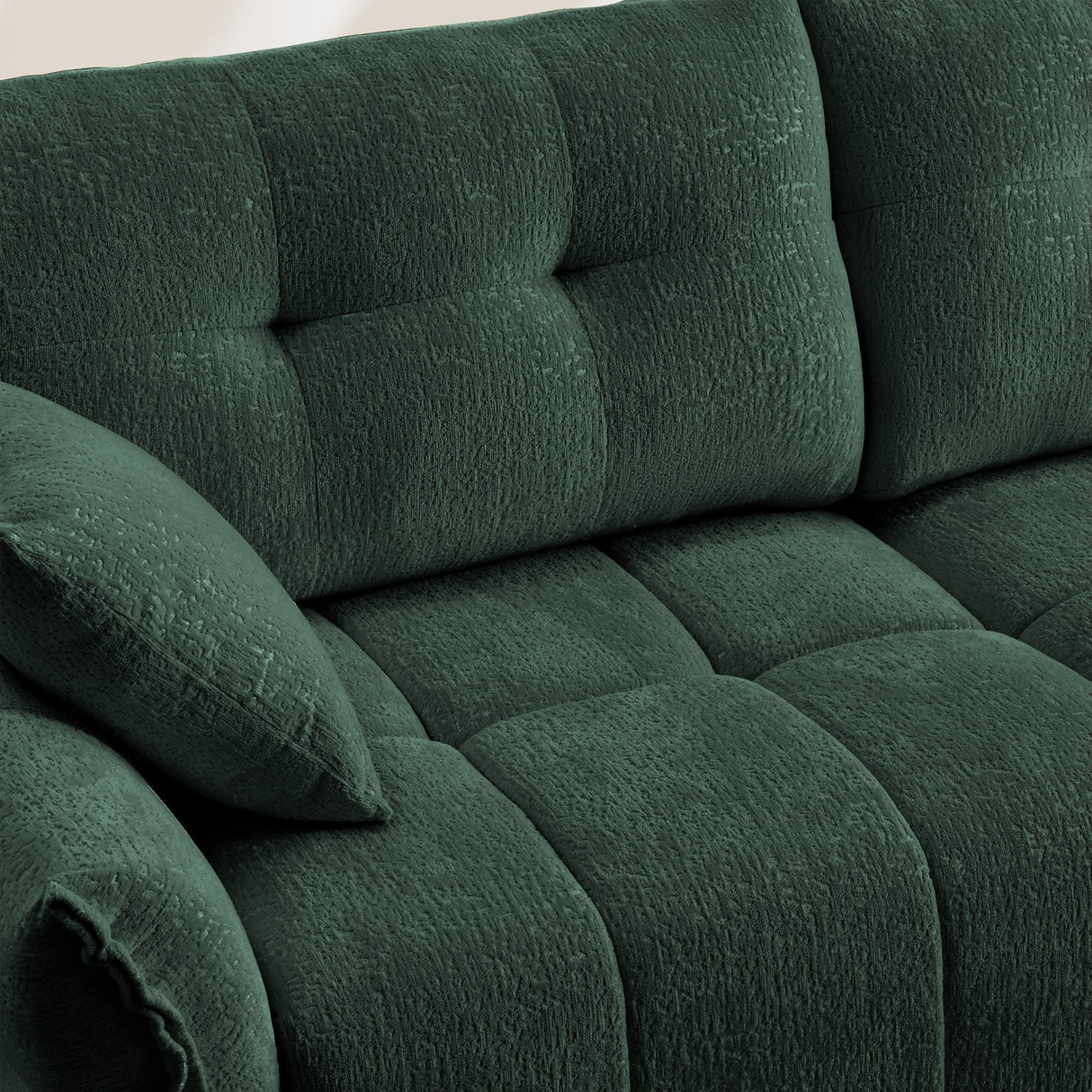 Ergonomic Single Seater Sofa with Ottoman in High-Green Chenille
