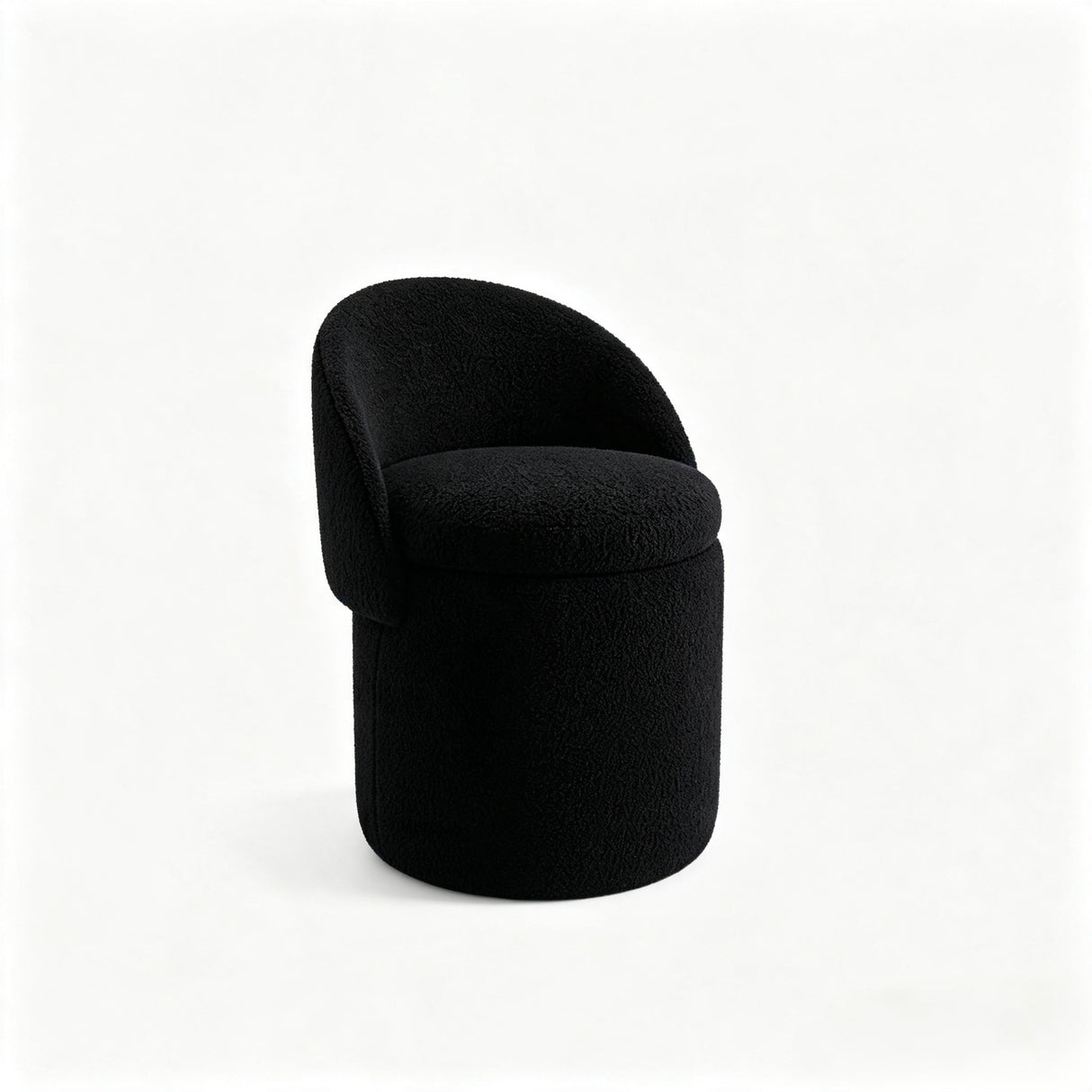 Upholstered Makeup Stool with Storage and Foldable Backrest