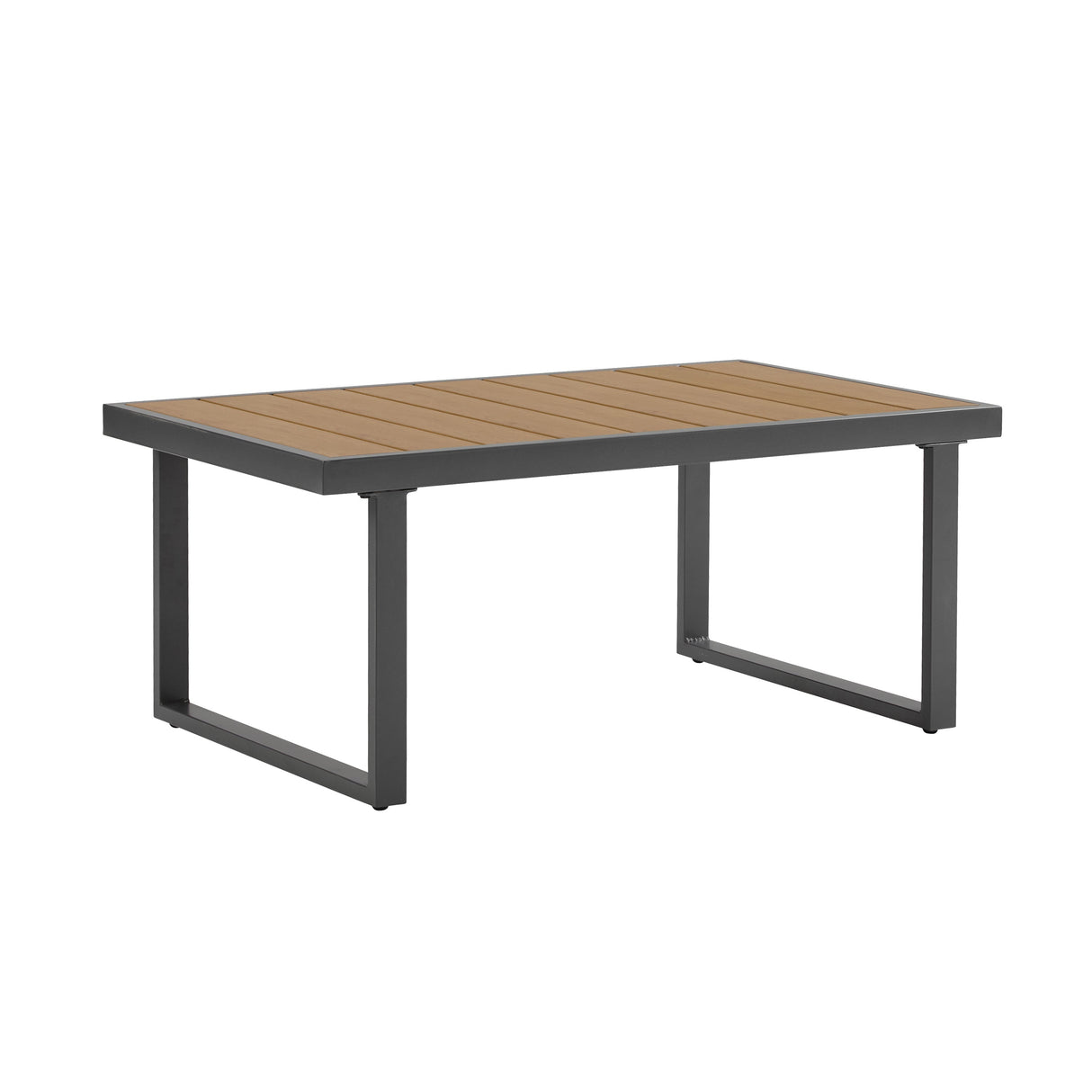 4-Piece Outdoor Metal Patio Furniture Set with Cushion - Grey & Natural