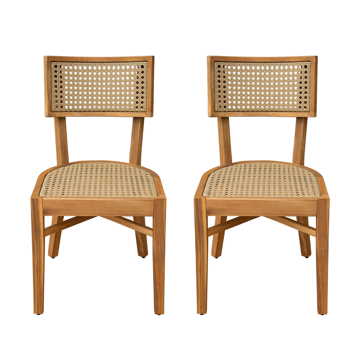 Netro Acacia Wood Dining Chair with Light Brown Wicker