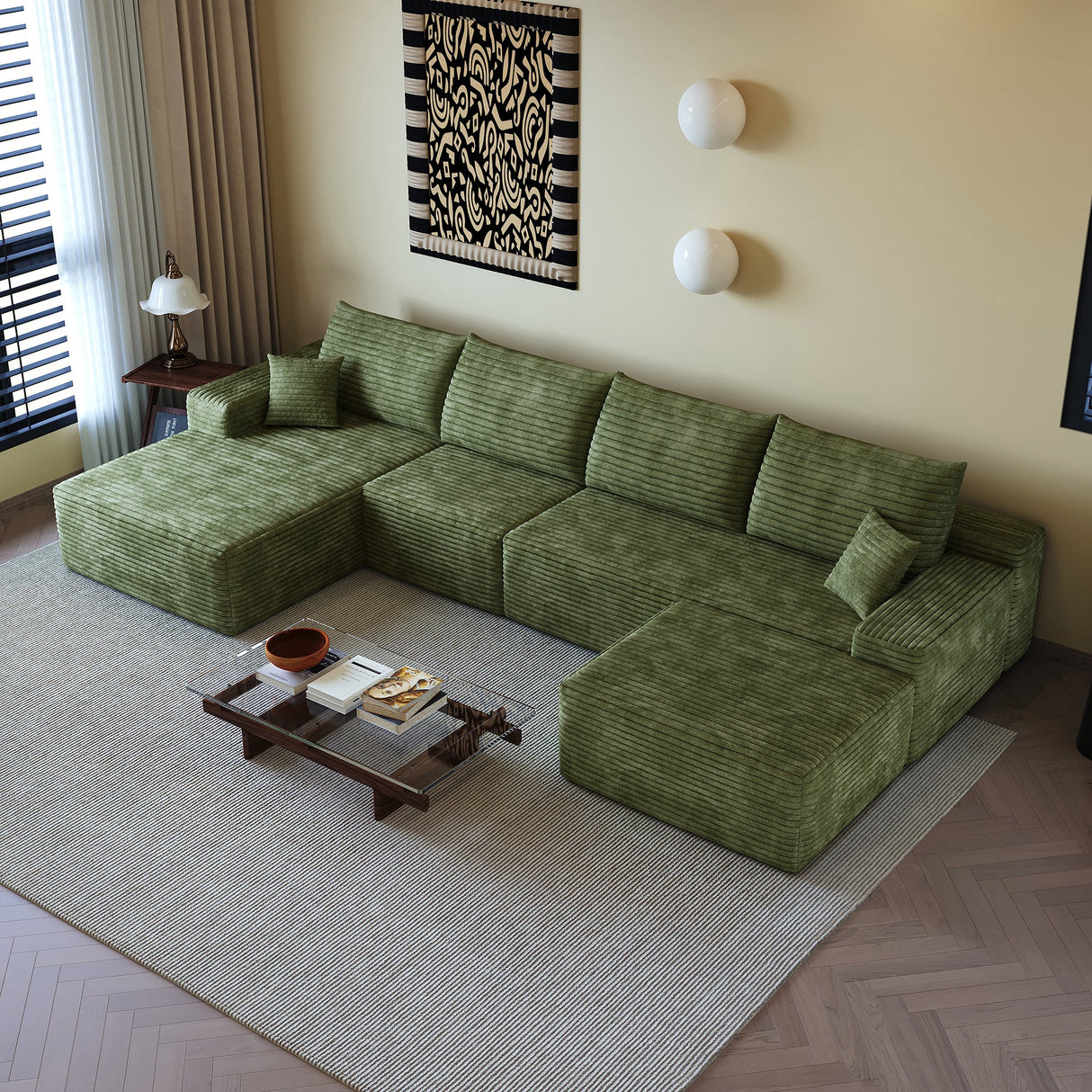 135" Cloud Sectional Sofa with 1 Ottoman
