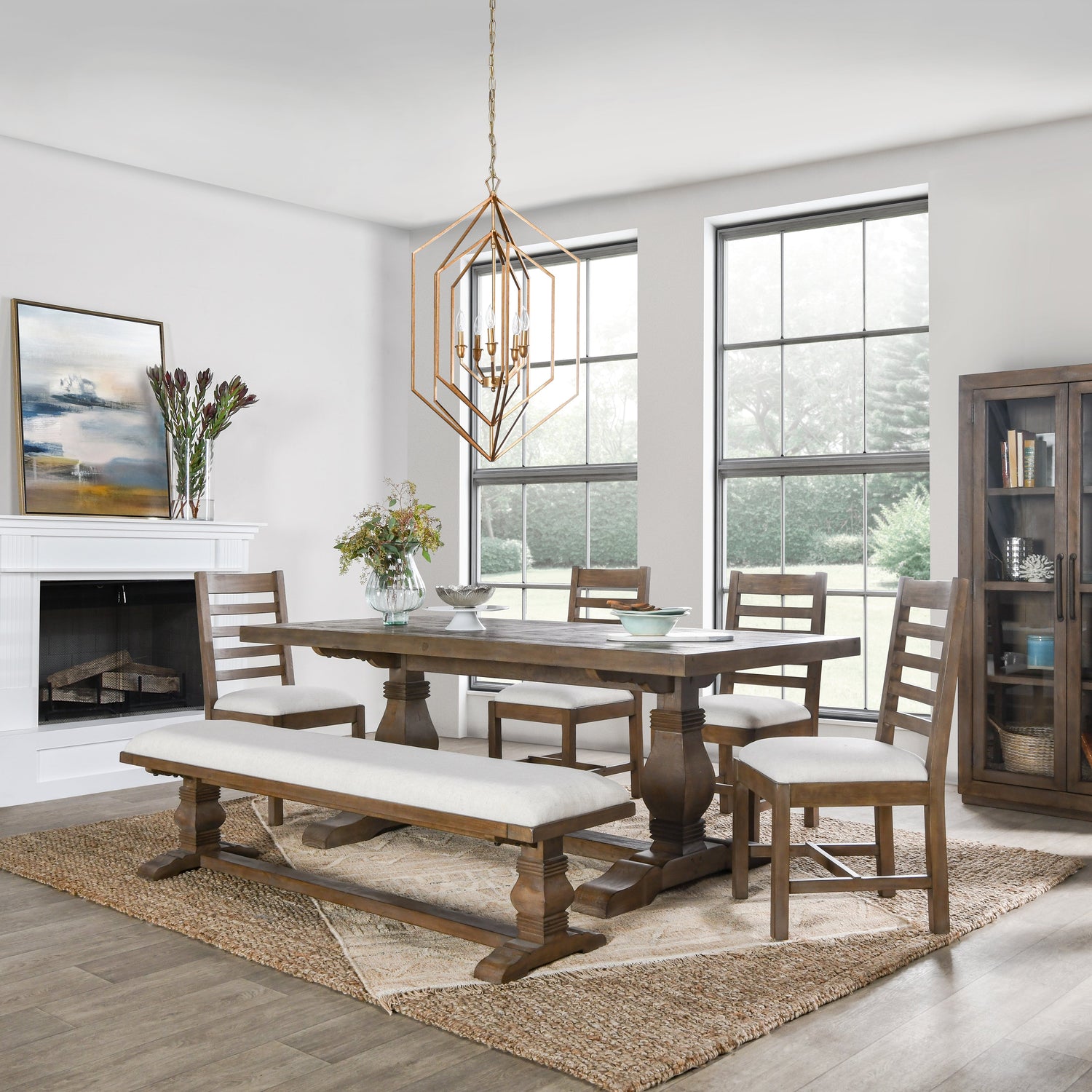 Auraeons Rectangular Dining Table with Trestle Base
